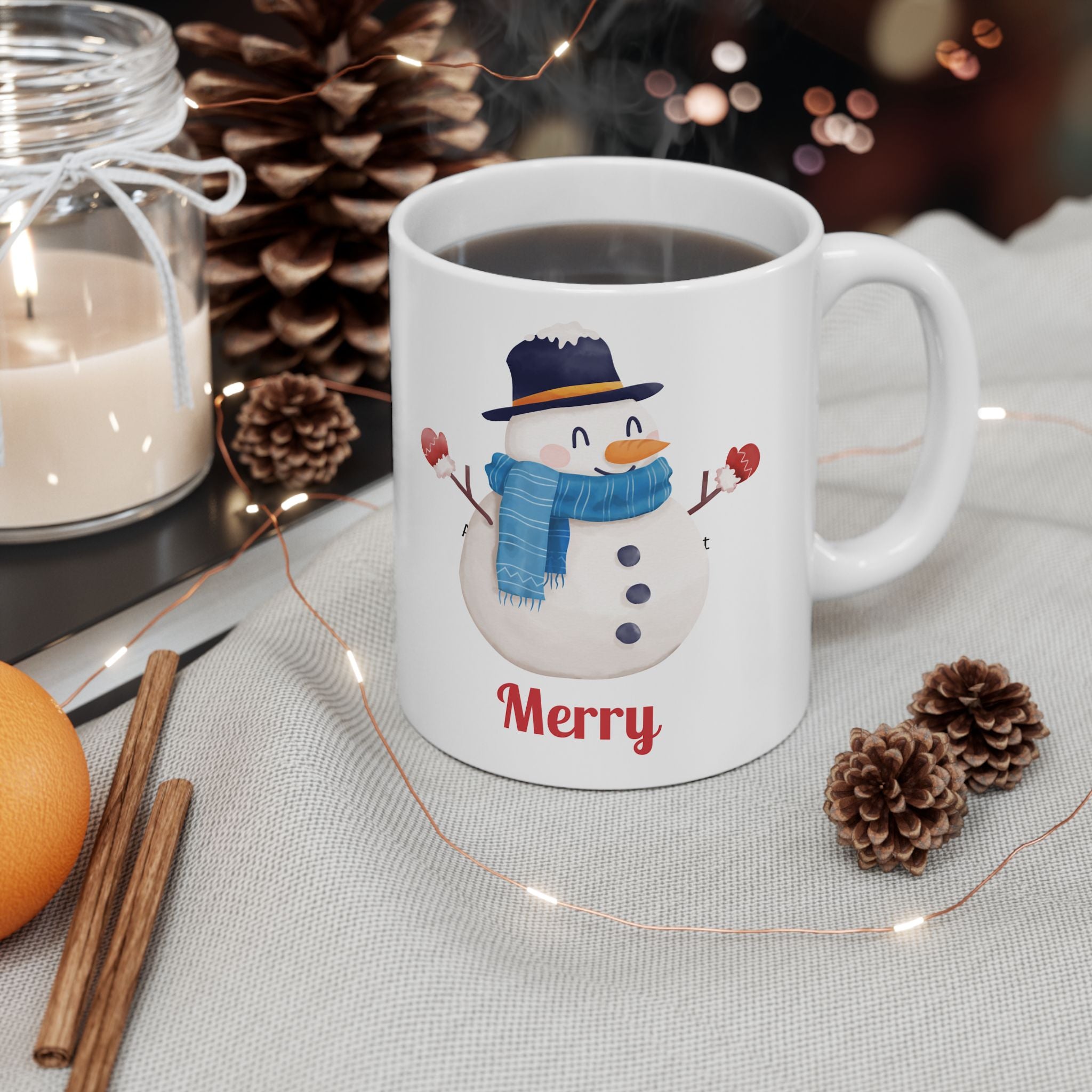 Merry Snowman Holiday Mug