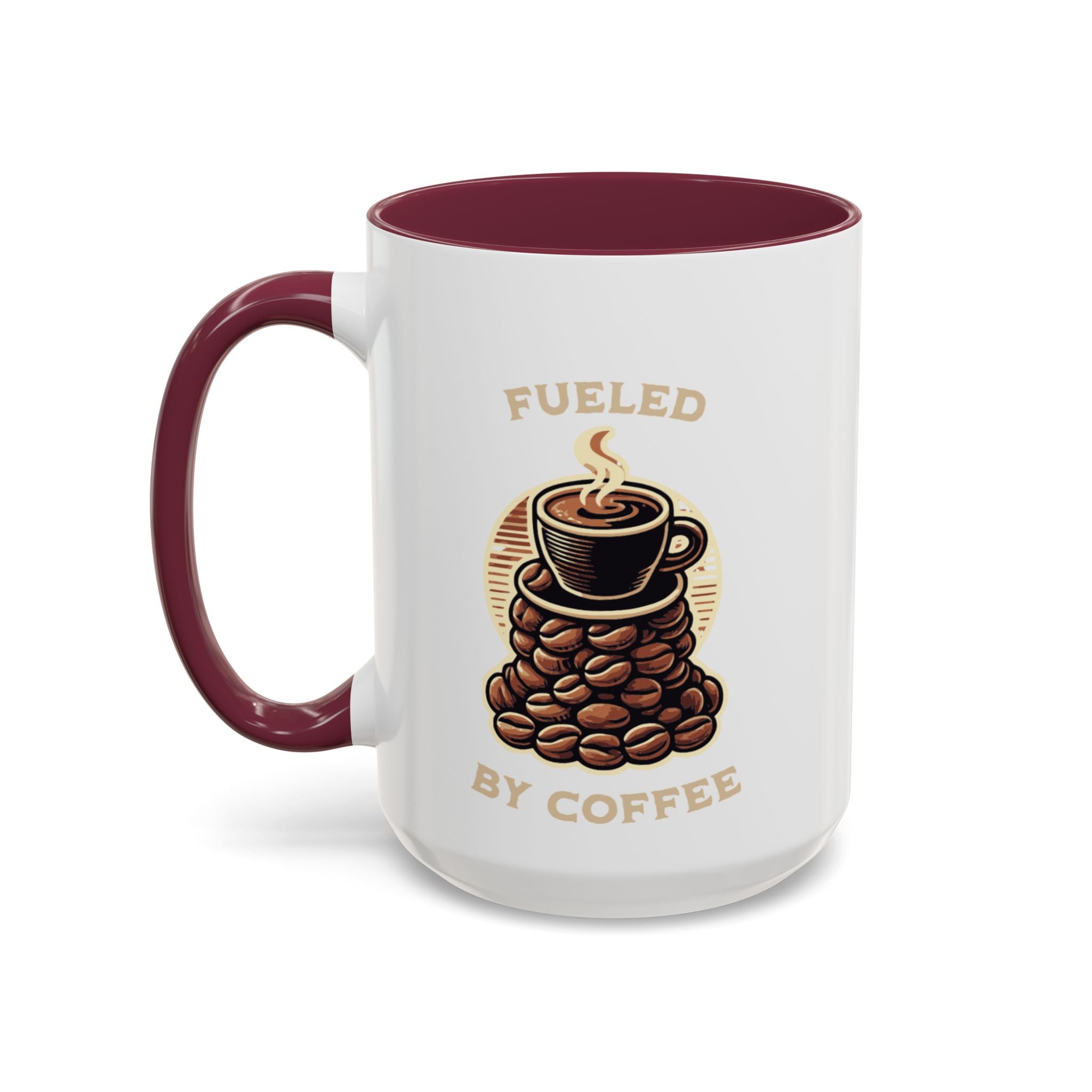 Fueled By Coffee 15oz Mug — Colorful Ceramic Coffee Cup