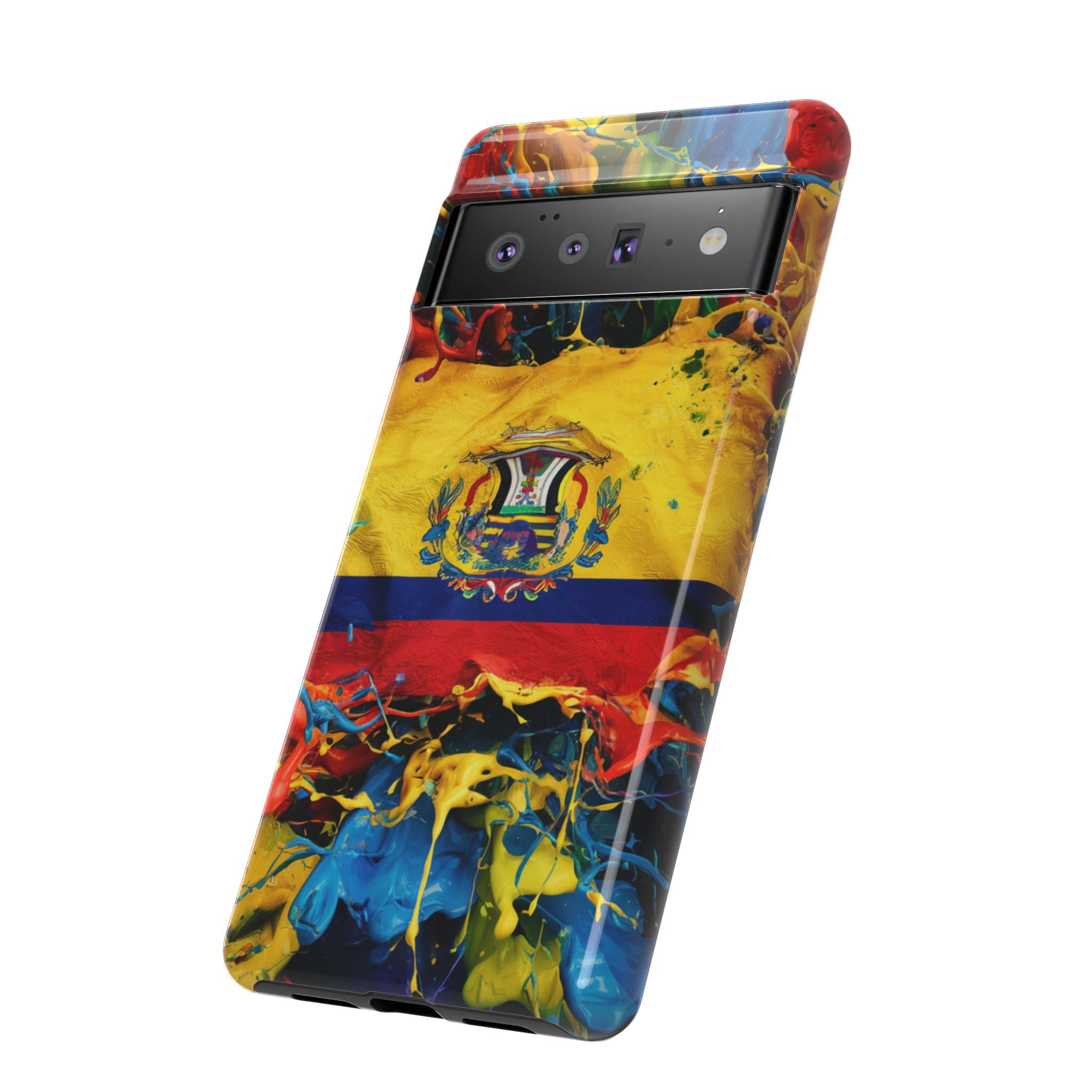 Phone Case, Ecuadorian Flag Paint Splash Design For Samsung And Google Pixel