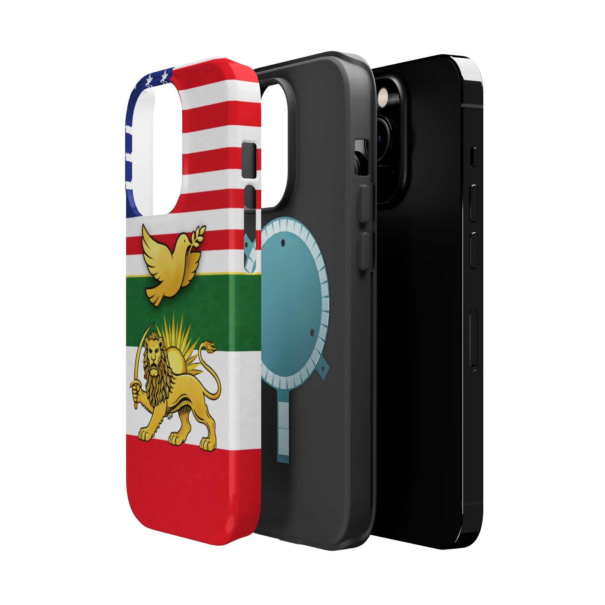 Persian Lion & Dove Magnetic Phone Case — Impact-Resistant iPhone Cover