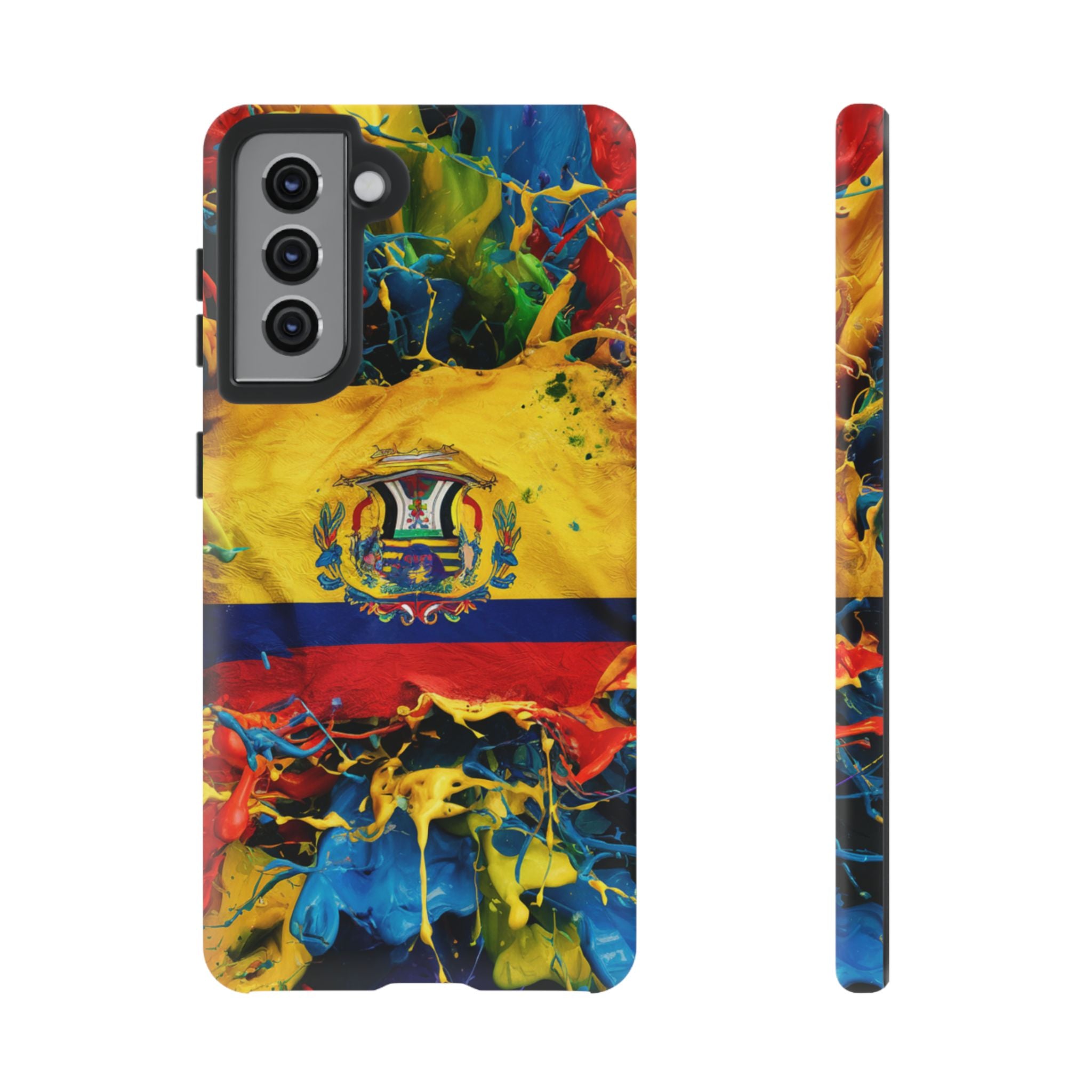 Phone Case, Ecuadorian Flag Paint Splash Design For Samsung And Google Pixel