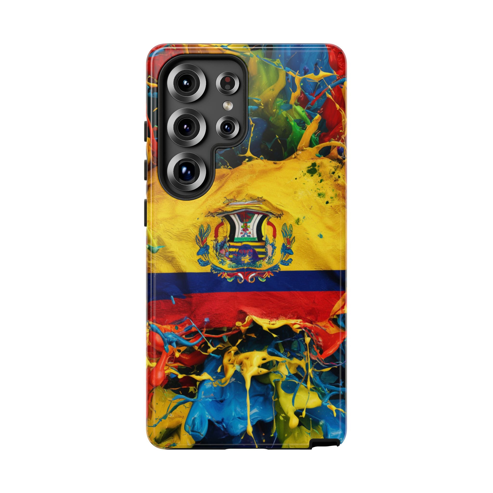 Phone Case, Ecuadorian Flag Paint Splash Design For Samsung And Google Pixel