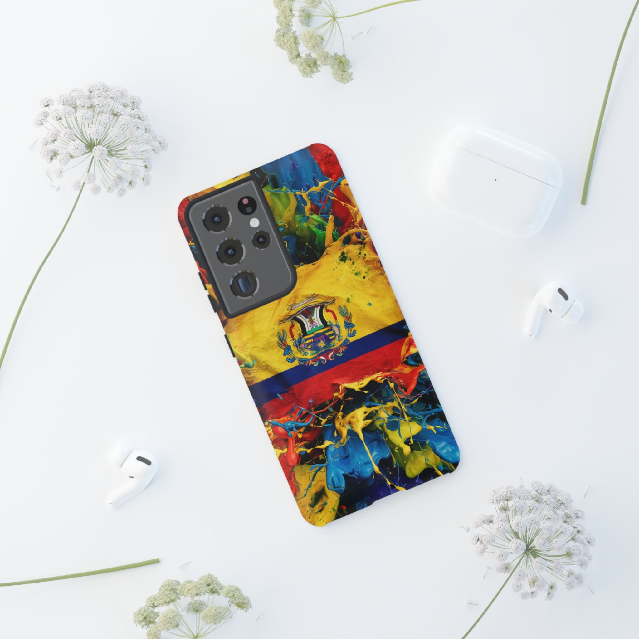 Phone Case, Ecuadorian Flag Paint Splash Design For Samsung And Google Pixel