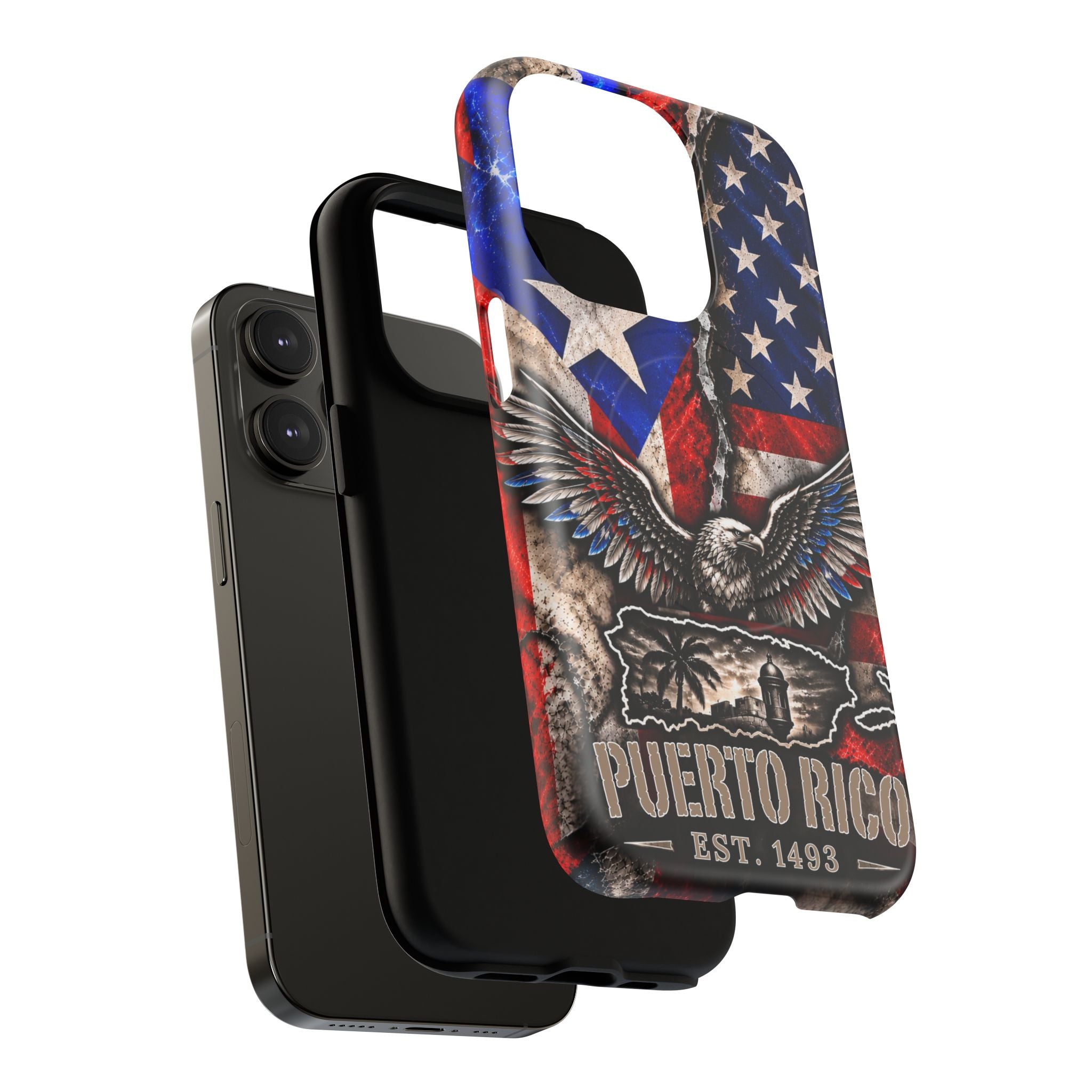 Puerto Rico Eagle Tough Magnetic Phone Case — Patriotic USA & PR Flag Design