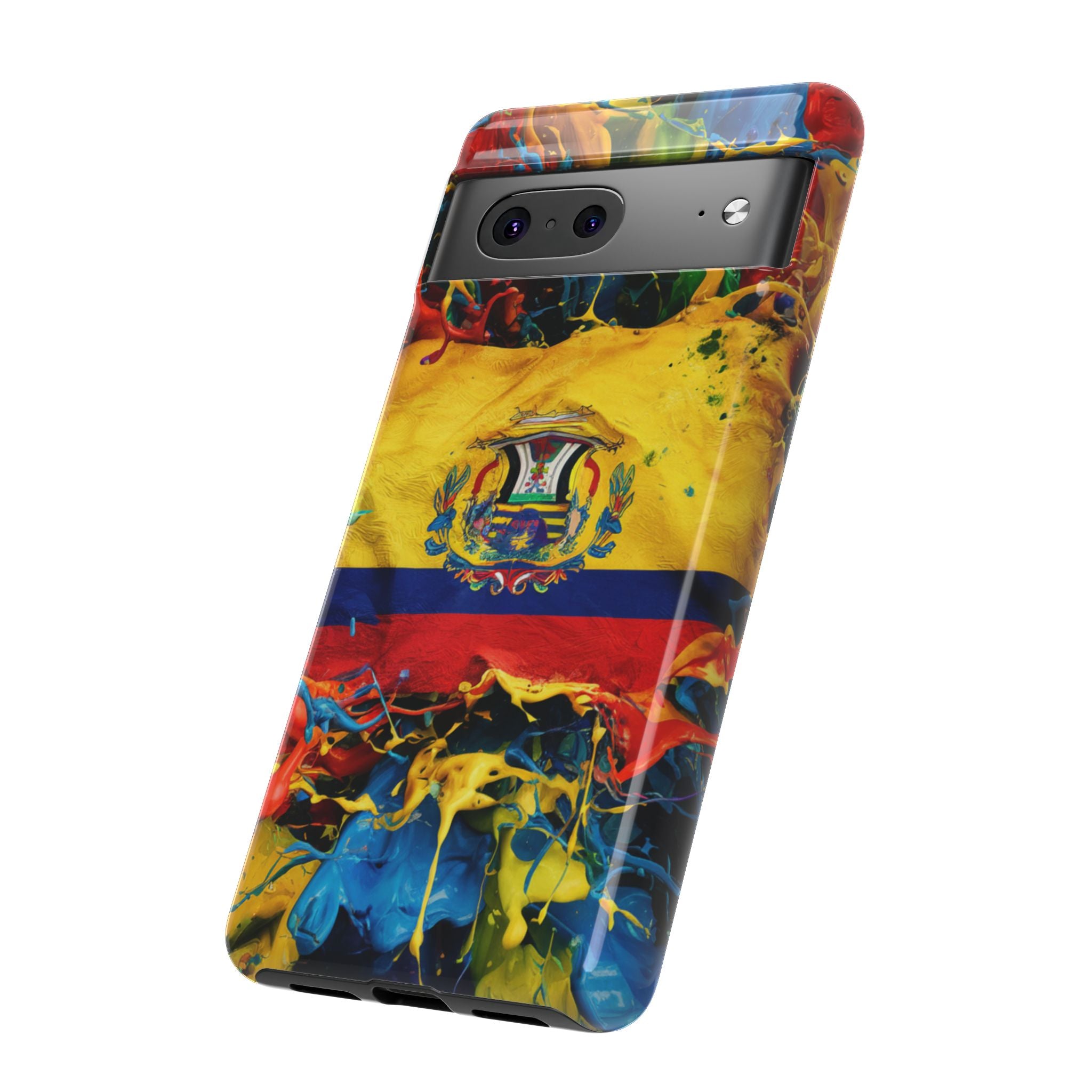 Phone Case, Ecuadorian Flag Paint Splash Design For Samsung And Google Pixel