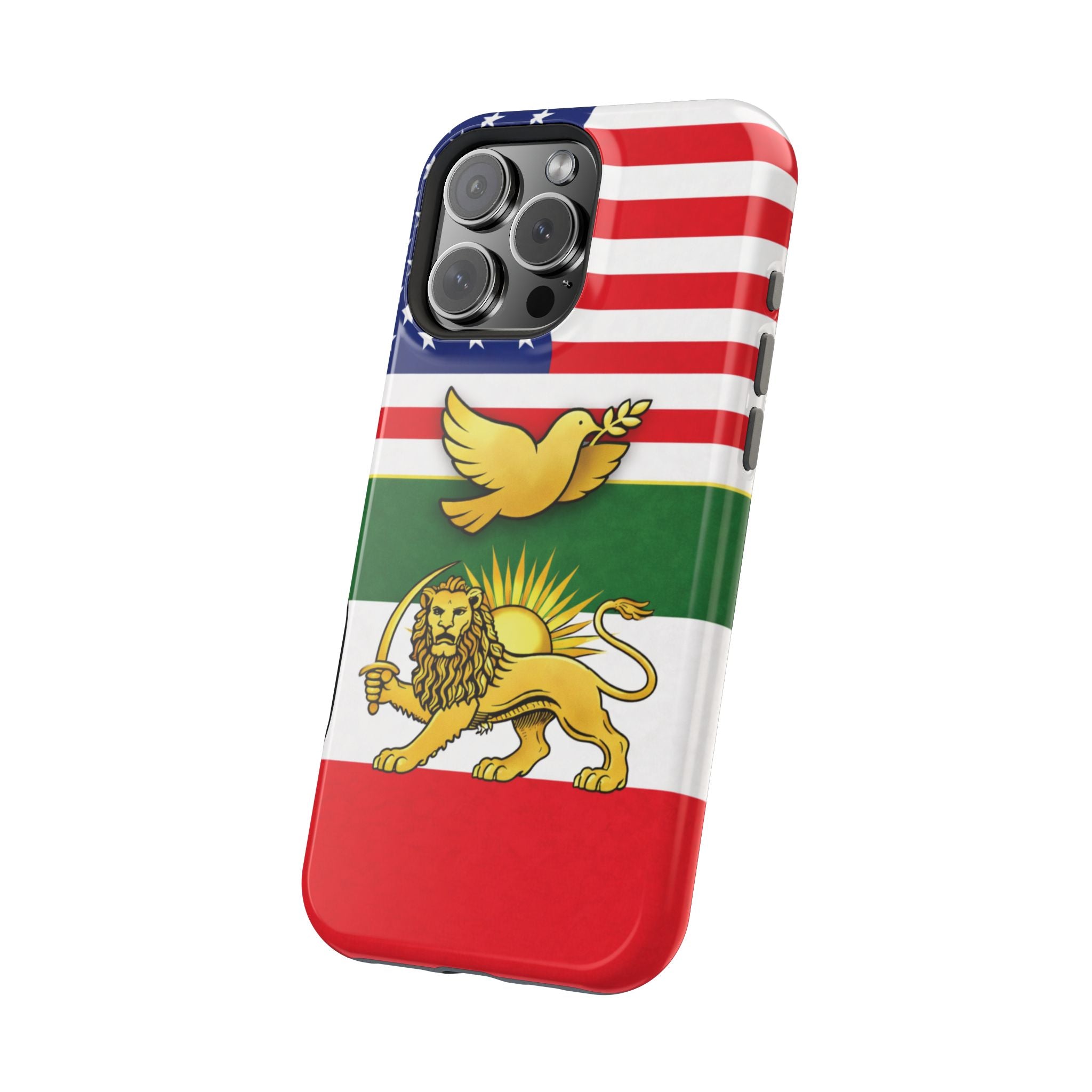 Persian Lion & Dove Magnetic Phone Case — Impact-Resistant iPhone Cover