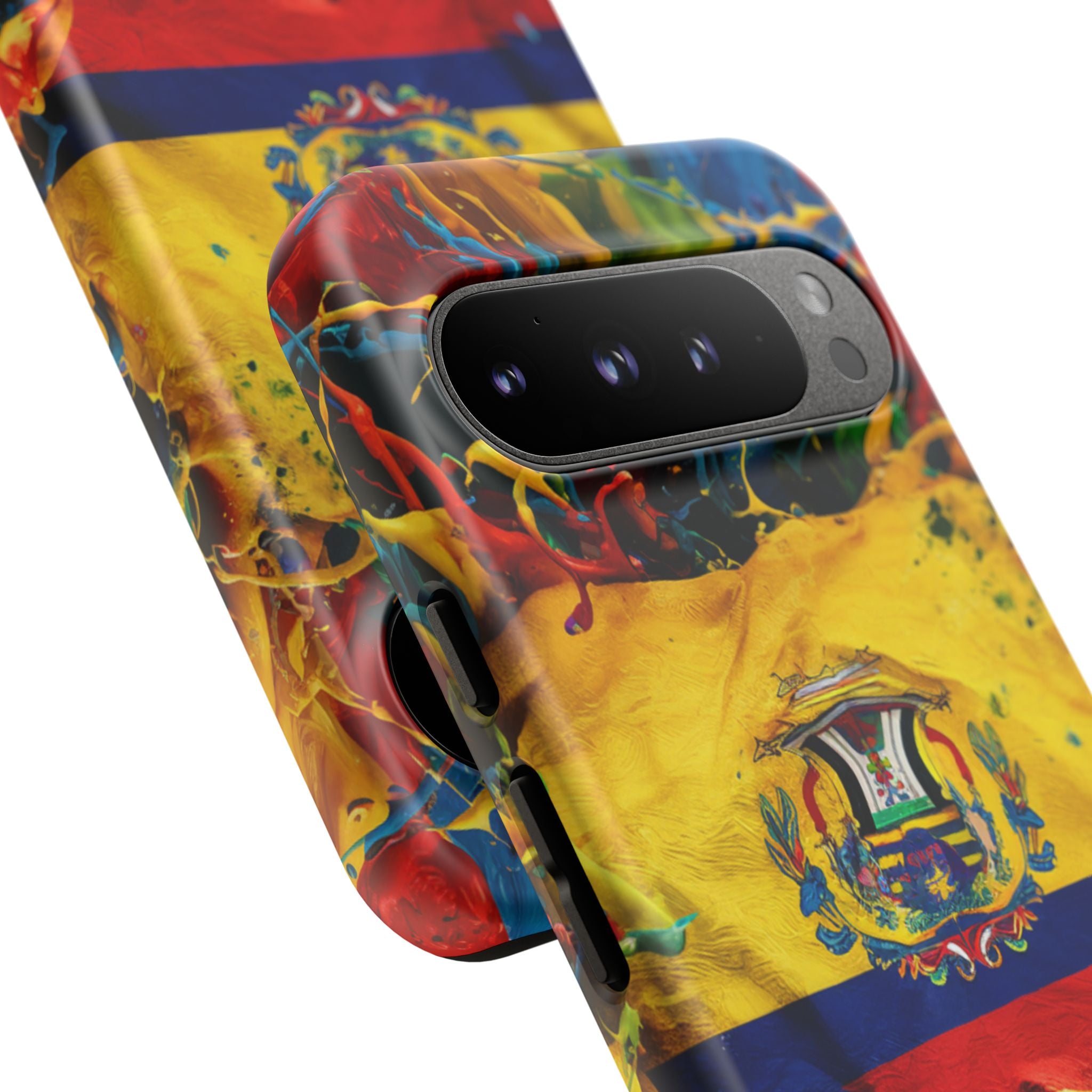 Phone Case, Ecuadorian Flag Paint Splash Design For Samsung And Google Pixel