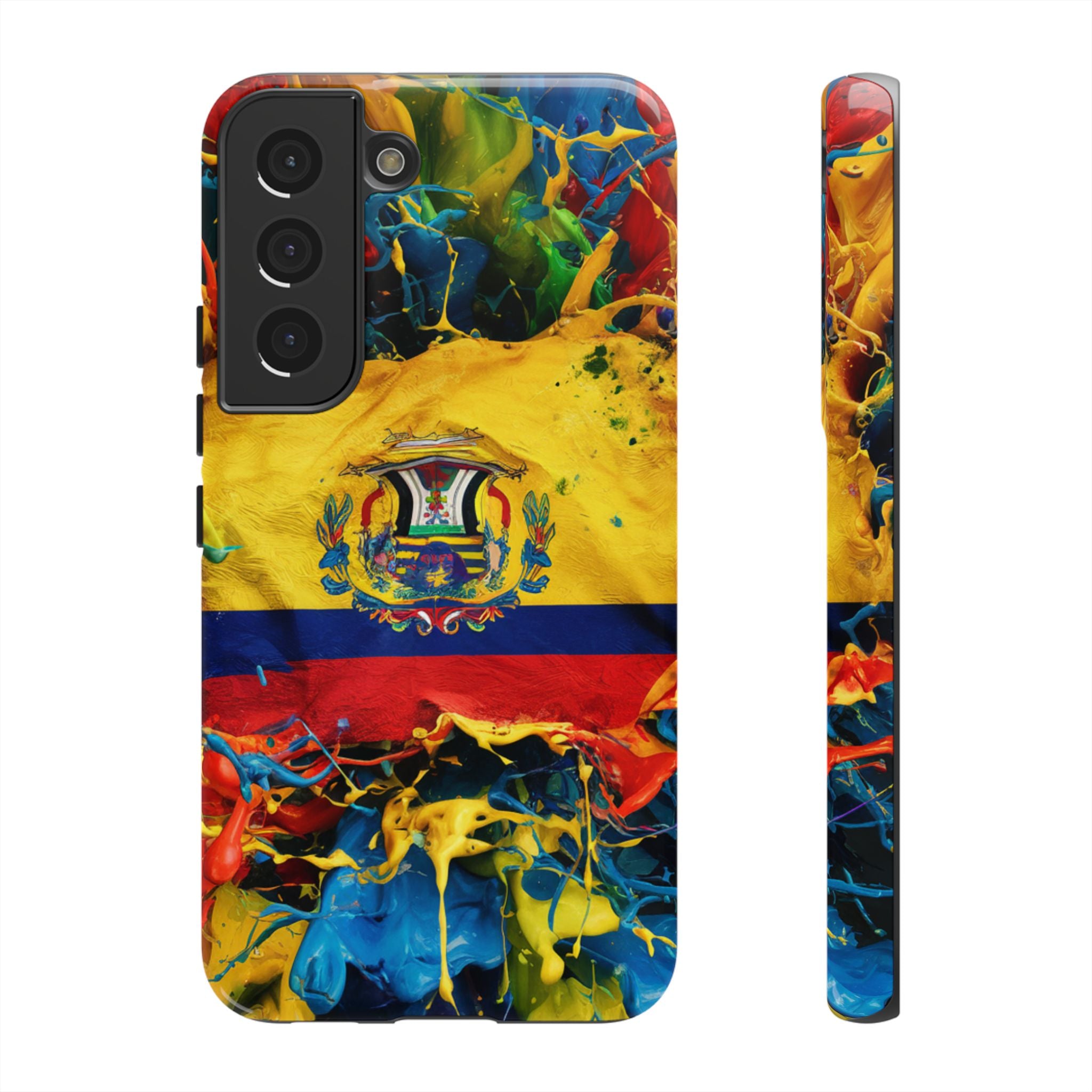 Phone Case, Ecuadorian Flag Paint Splash Design For Samsung And Google Pixel