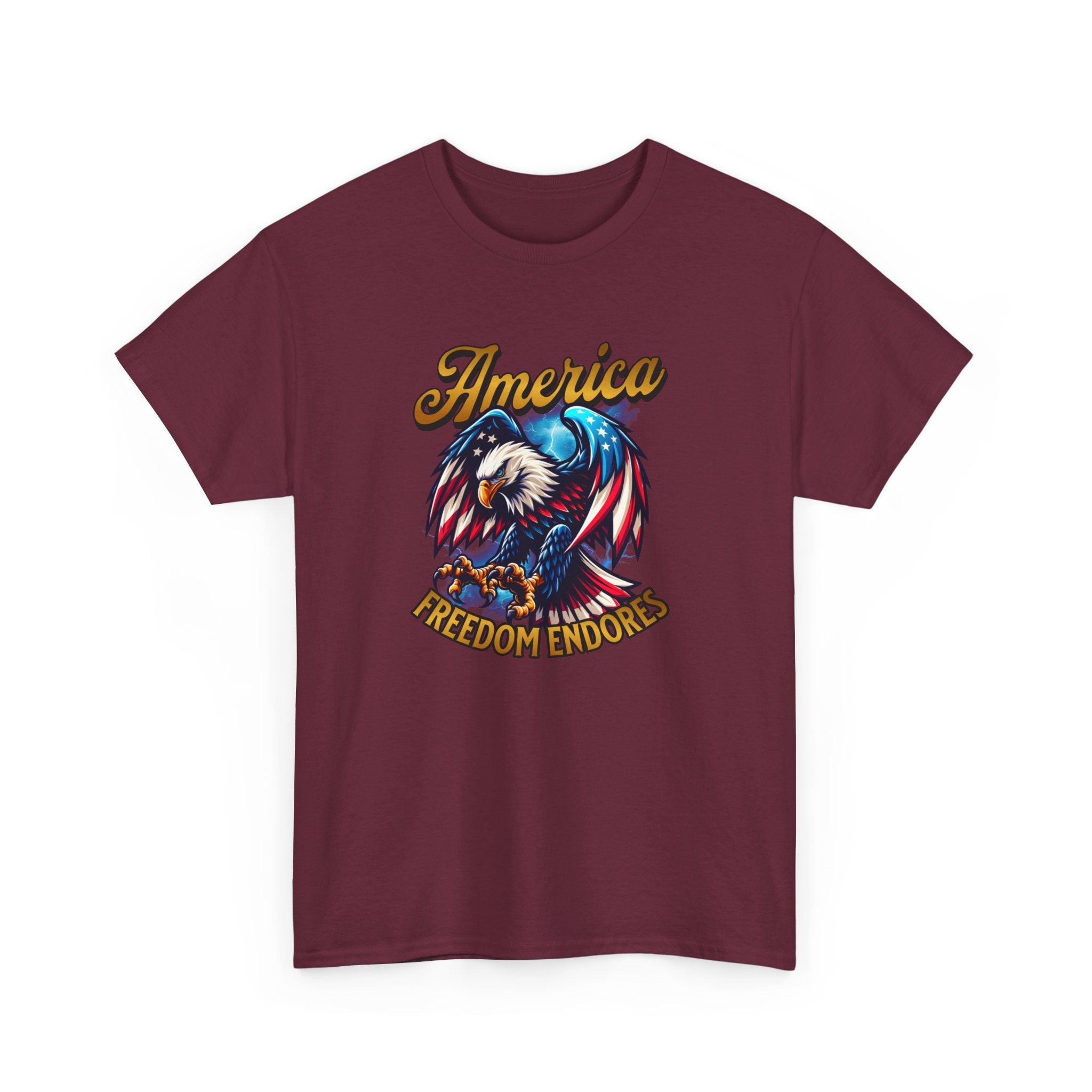 America Eagle T-Shirt - "Freedom Endures" Patriotic Bald Eagle Tee