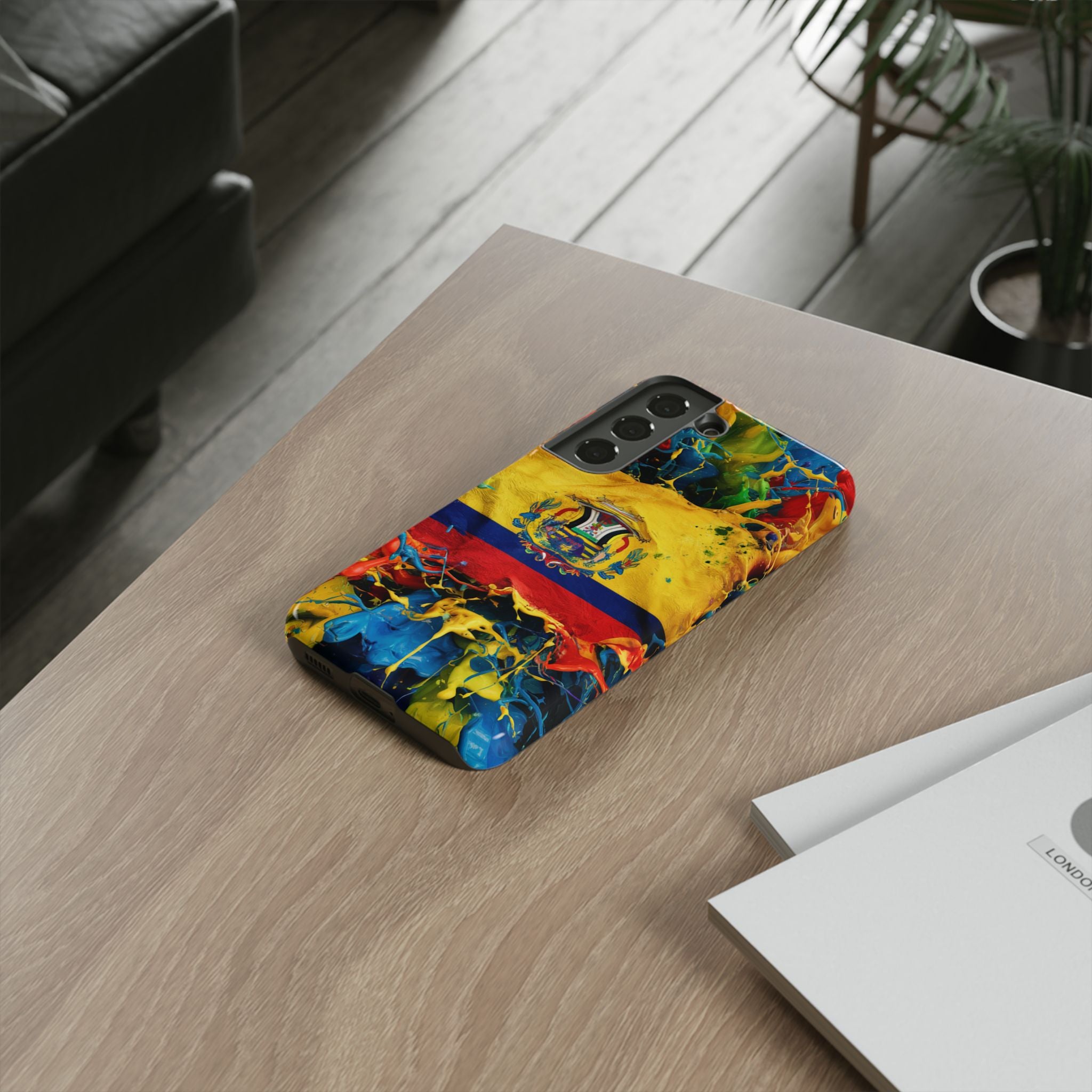 Phone Case, Ecuadorian Flag Paint Splash Design For Samsung And Google Pixel