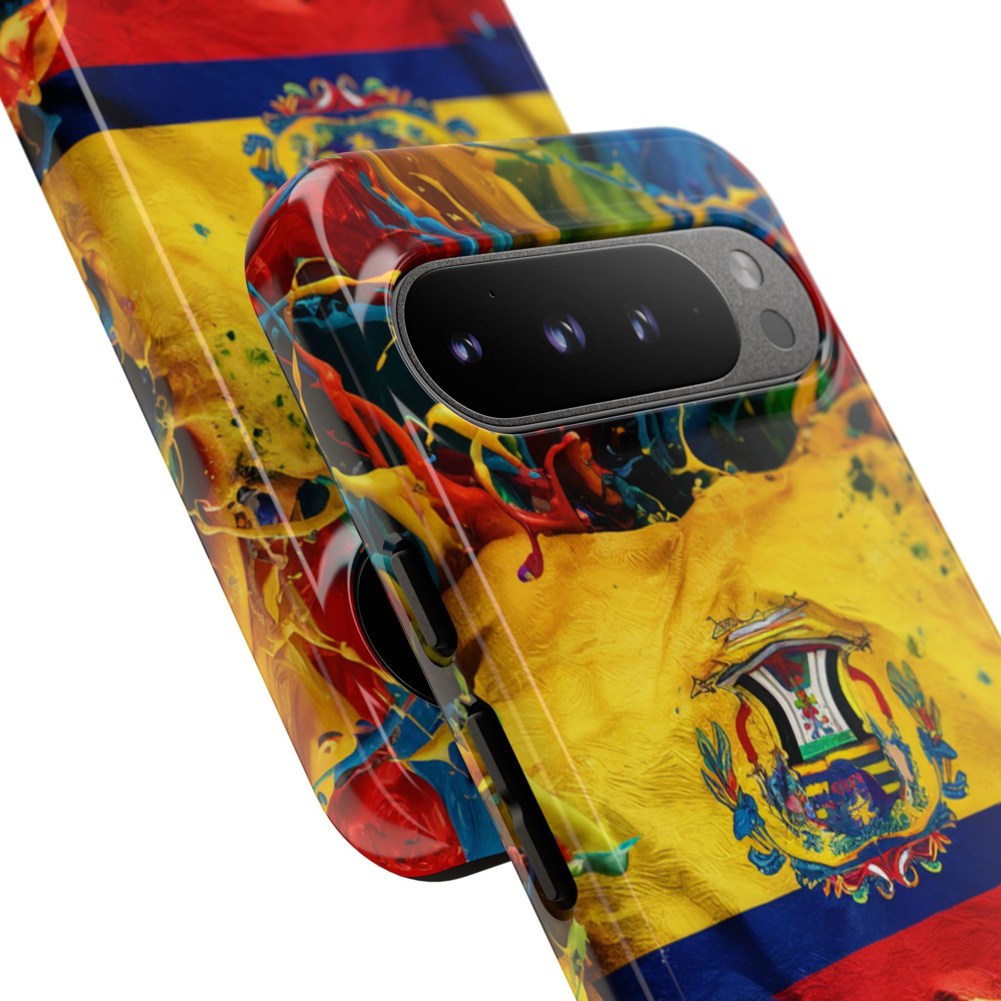 Phone Case, Ecuadorian Flag Paint Splash Design For Samsung And Google Pixel