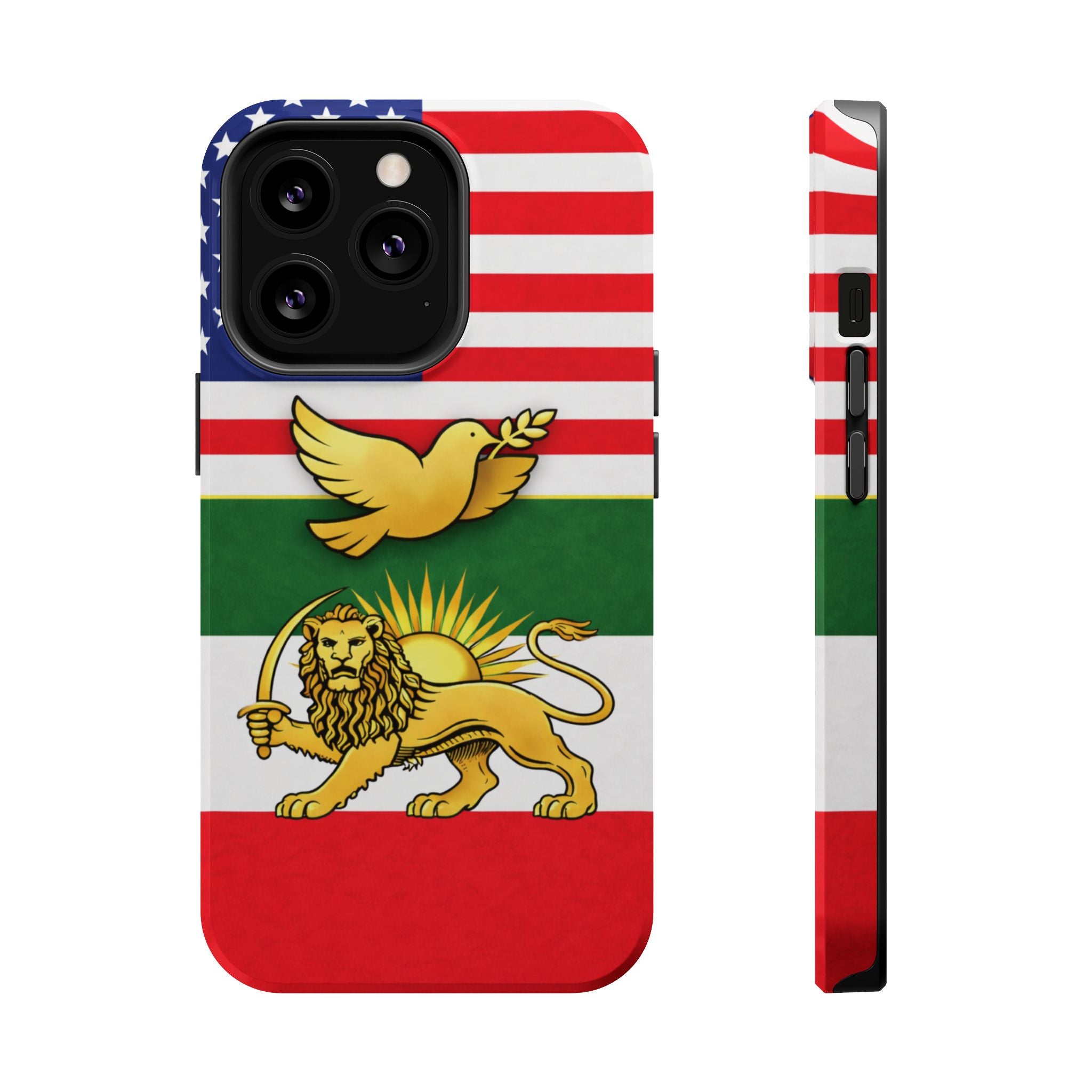 Persian Lion & Dove Magnetic Phone Case — Impact-Resistant iPhone Cover
