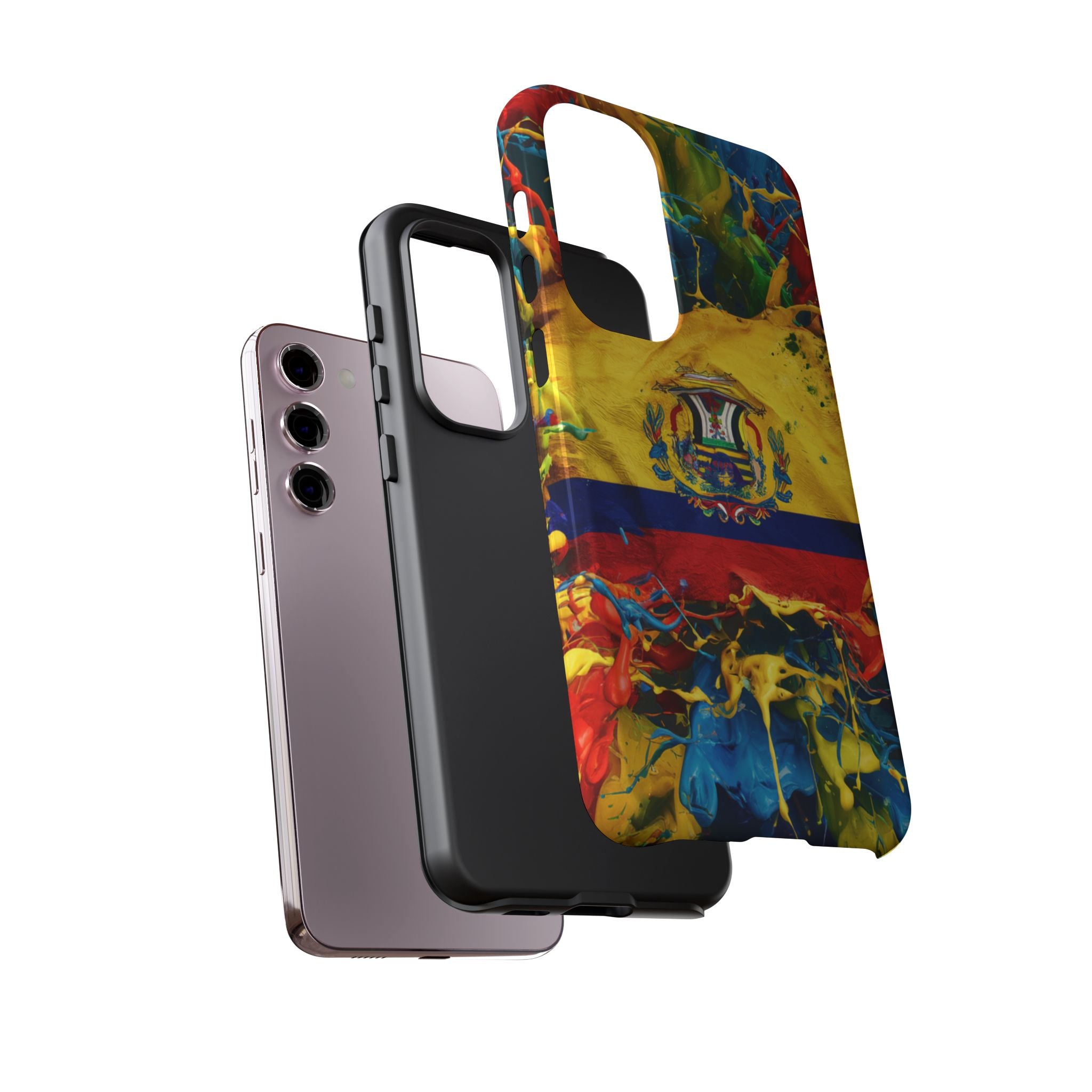Phone Case, Ecuadorian Flag Paint Splash Design For Samsung And Google Pixel