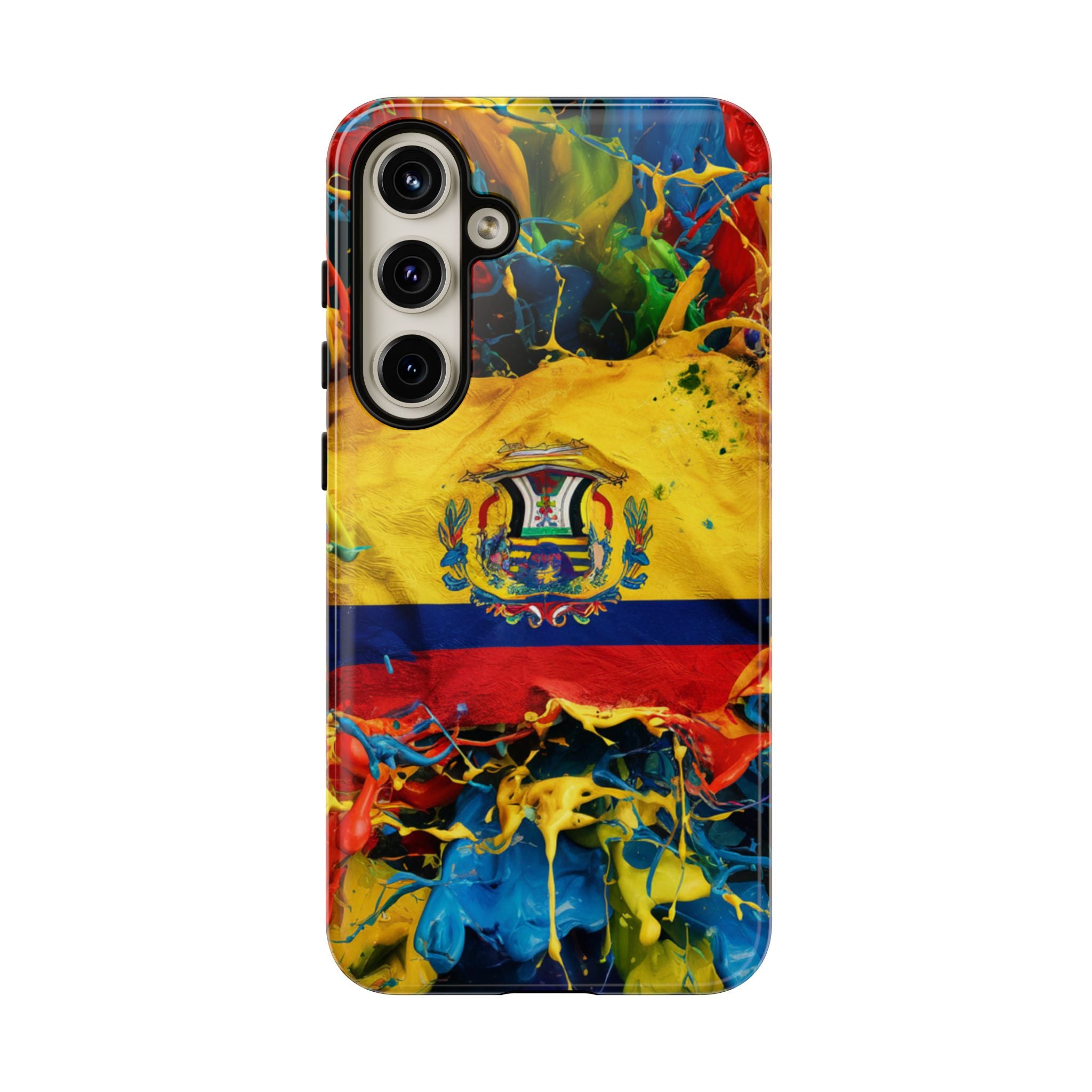 Phone Case, Ecuadorian Flag Paint Splash Design For Samsung And Google Pixel