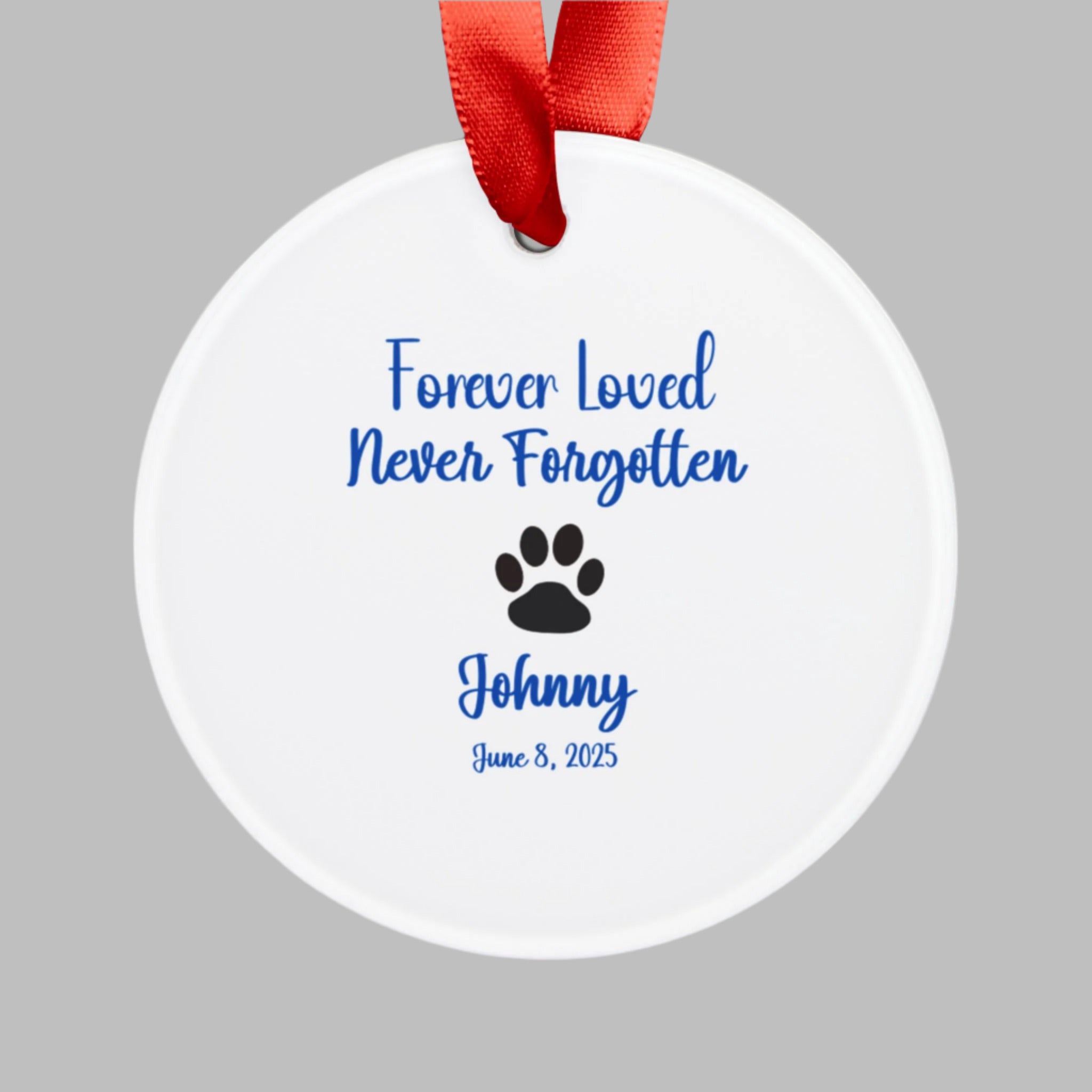Personalized Pet Memorial Ornament, Custom Pet Ornament, Loss of Pet Gift, Holiday Remembrance Decoration