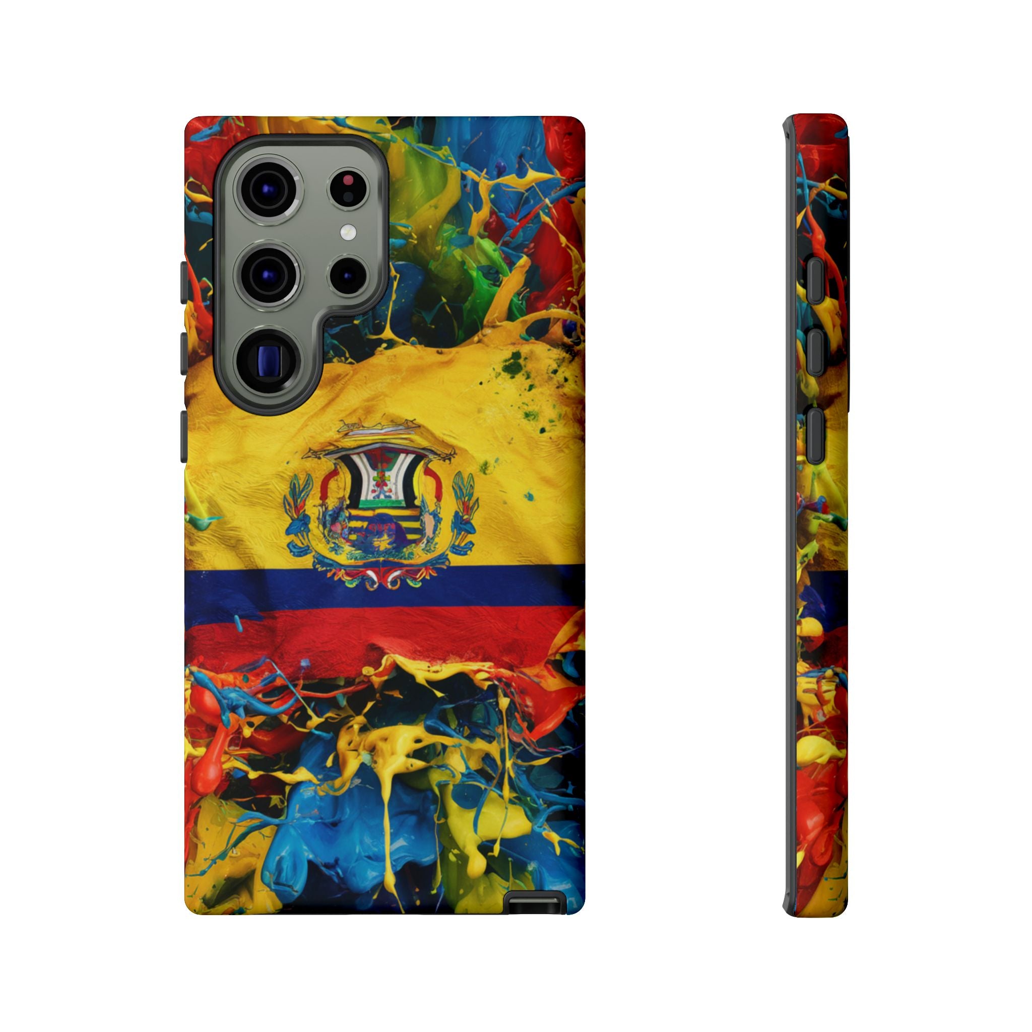 Phone Case, Ecuadorian Flag Paint Splash Design For Samsung And Google Pixel