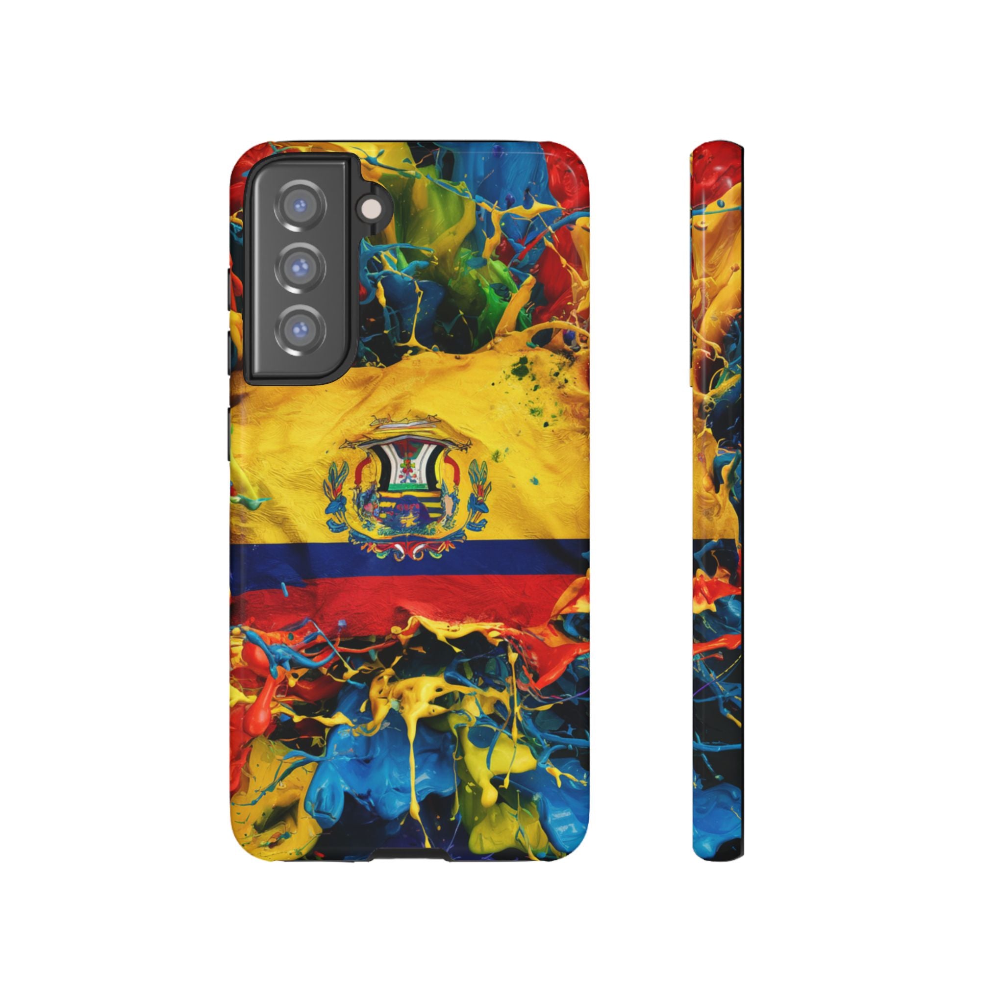 Phone Case, Ecuadorian Flag Paint Splash Design For Samsung And Google Pixel