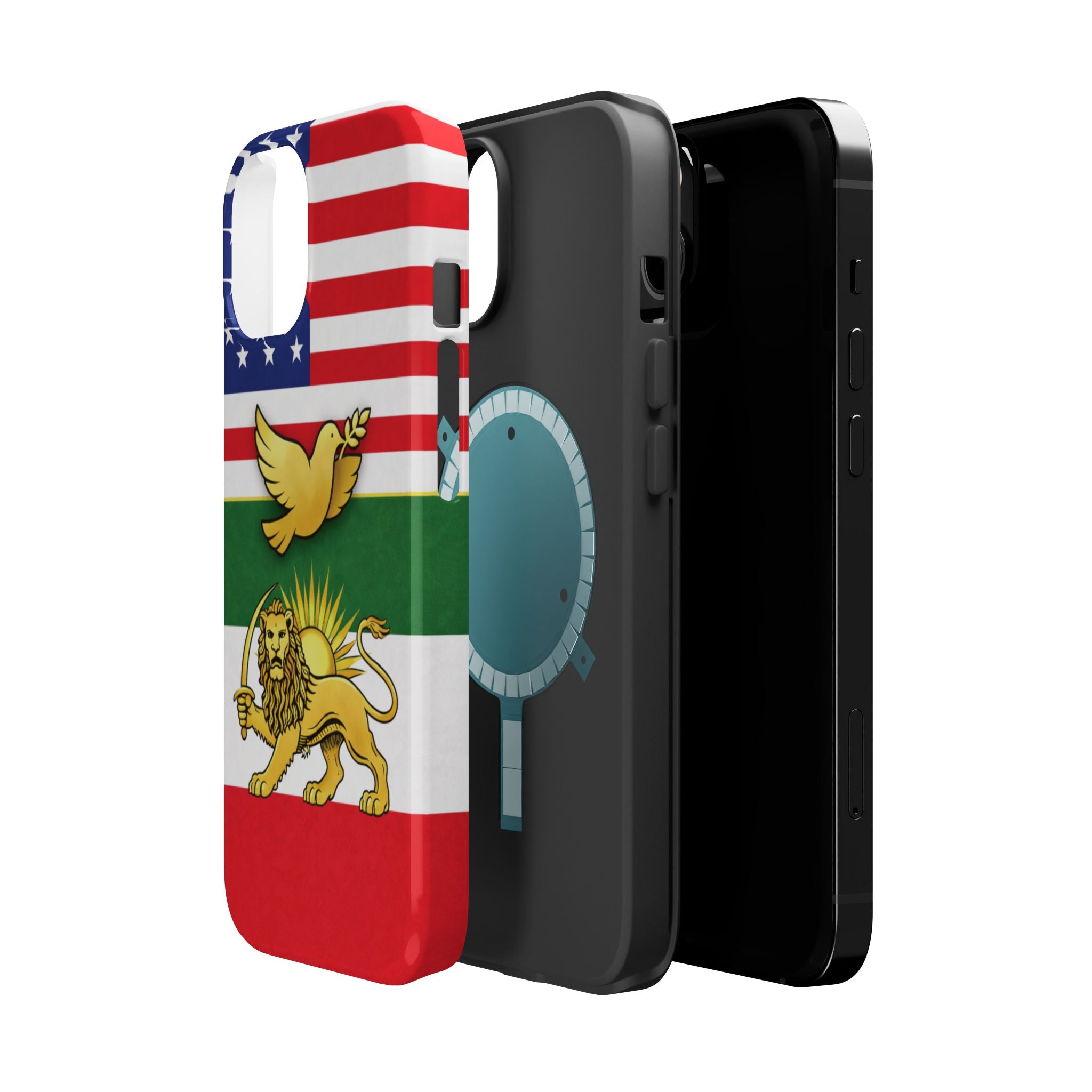 Persian Lion & Dove Magnetic Phone Case — Impact-Resistant iPhone Cover