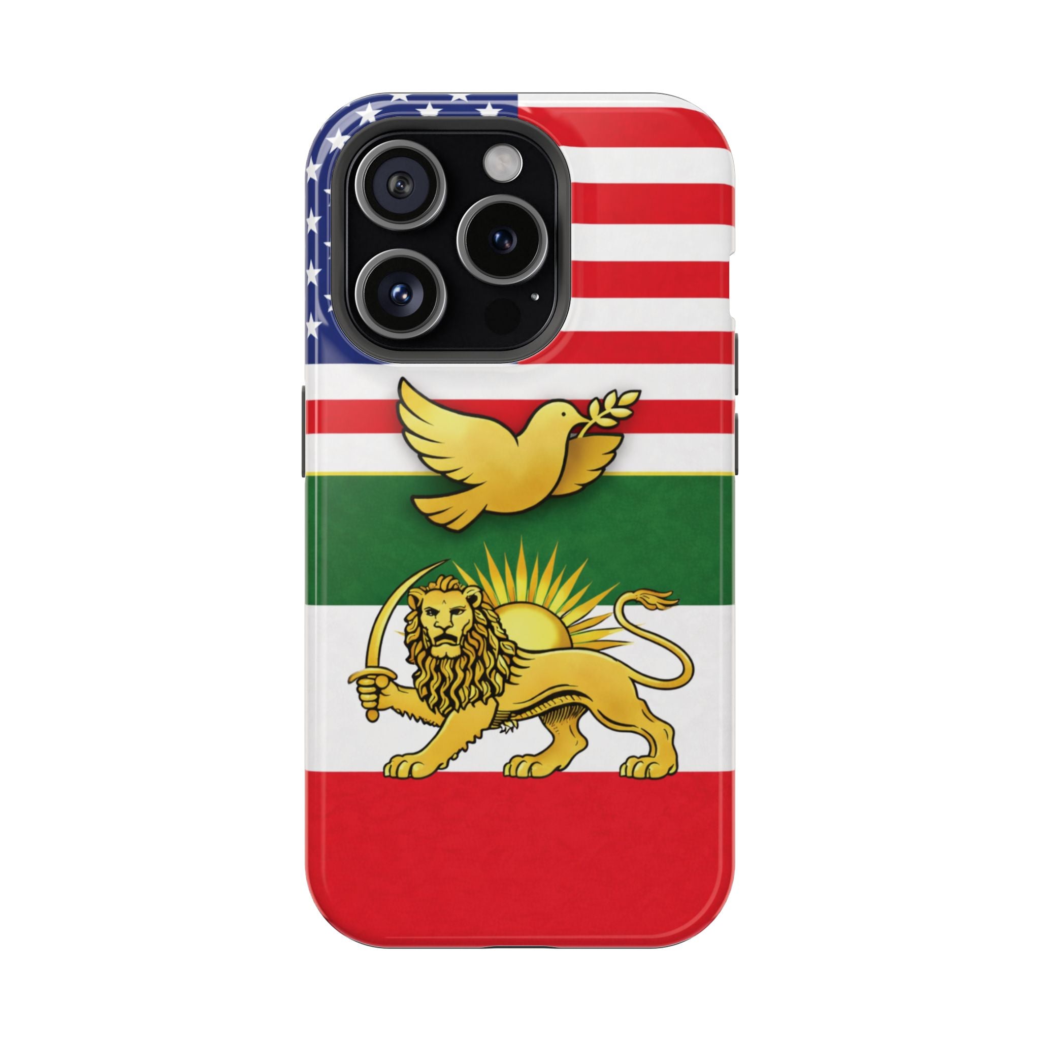 Persian Lion & Dove Magnetic Phone Case — Impact-Resistant iPhone Cover
