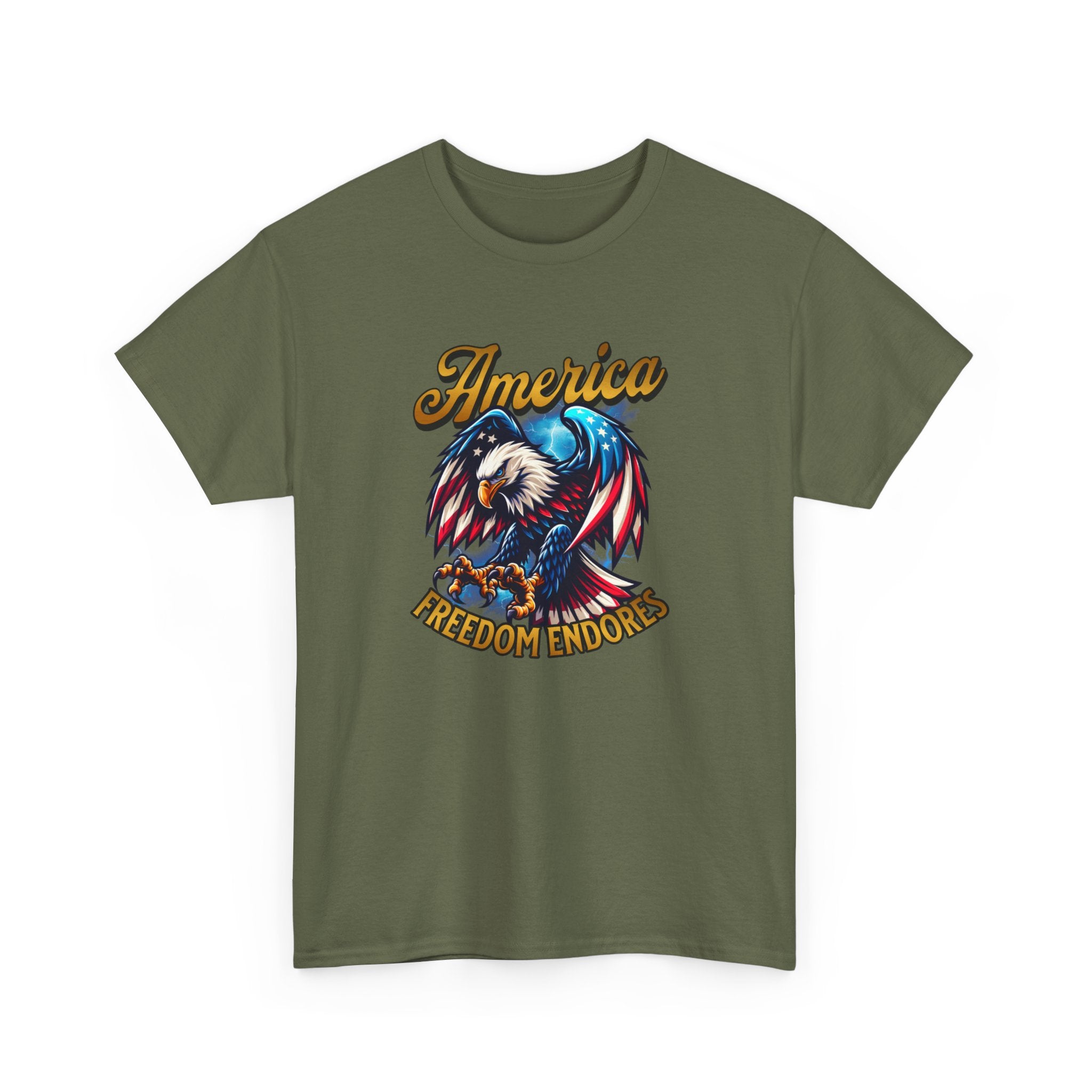 America Eagle T-Shirt - "Freedom Endures" Patriotic Bald Eagle Tee