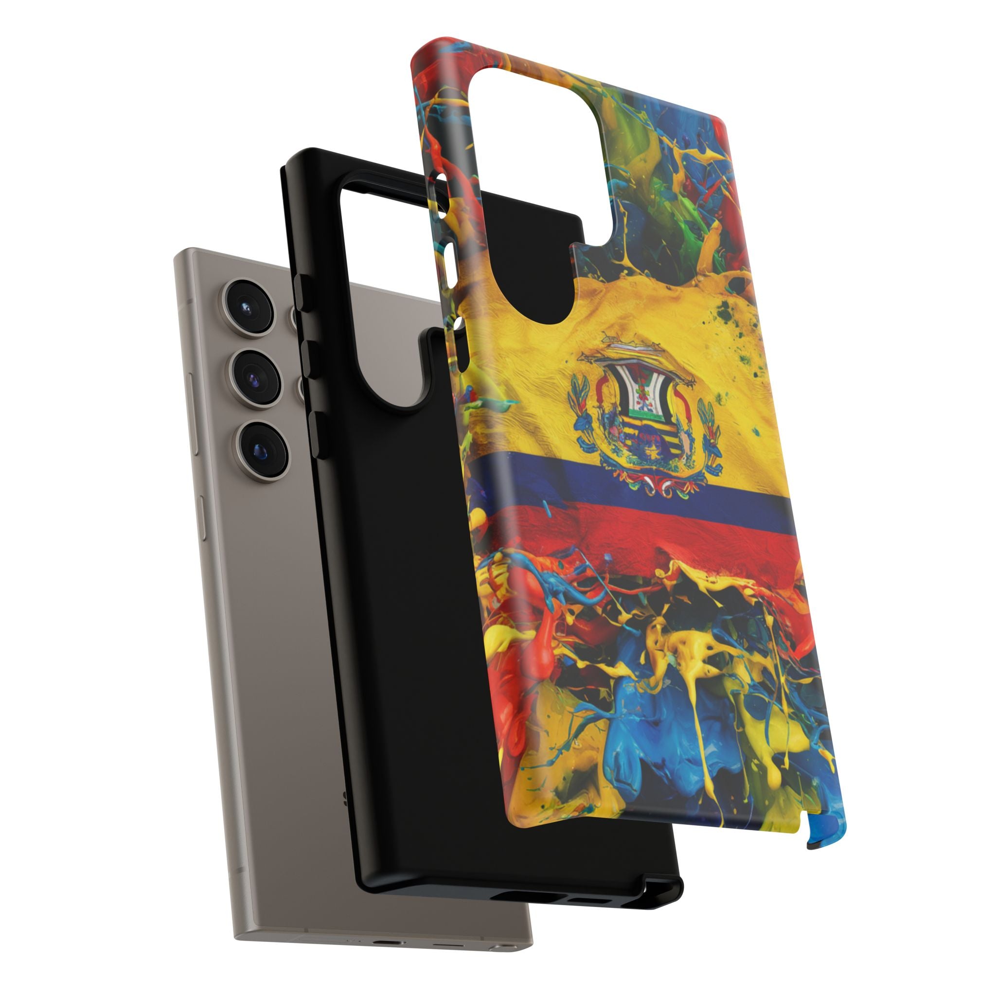 Phone Case, Ecuadorian Flag Paint Splash Design For Samsung And Google Pixel