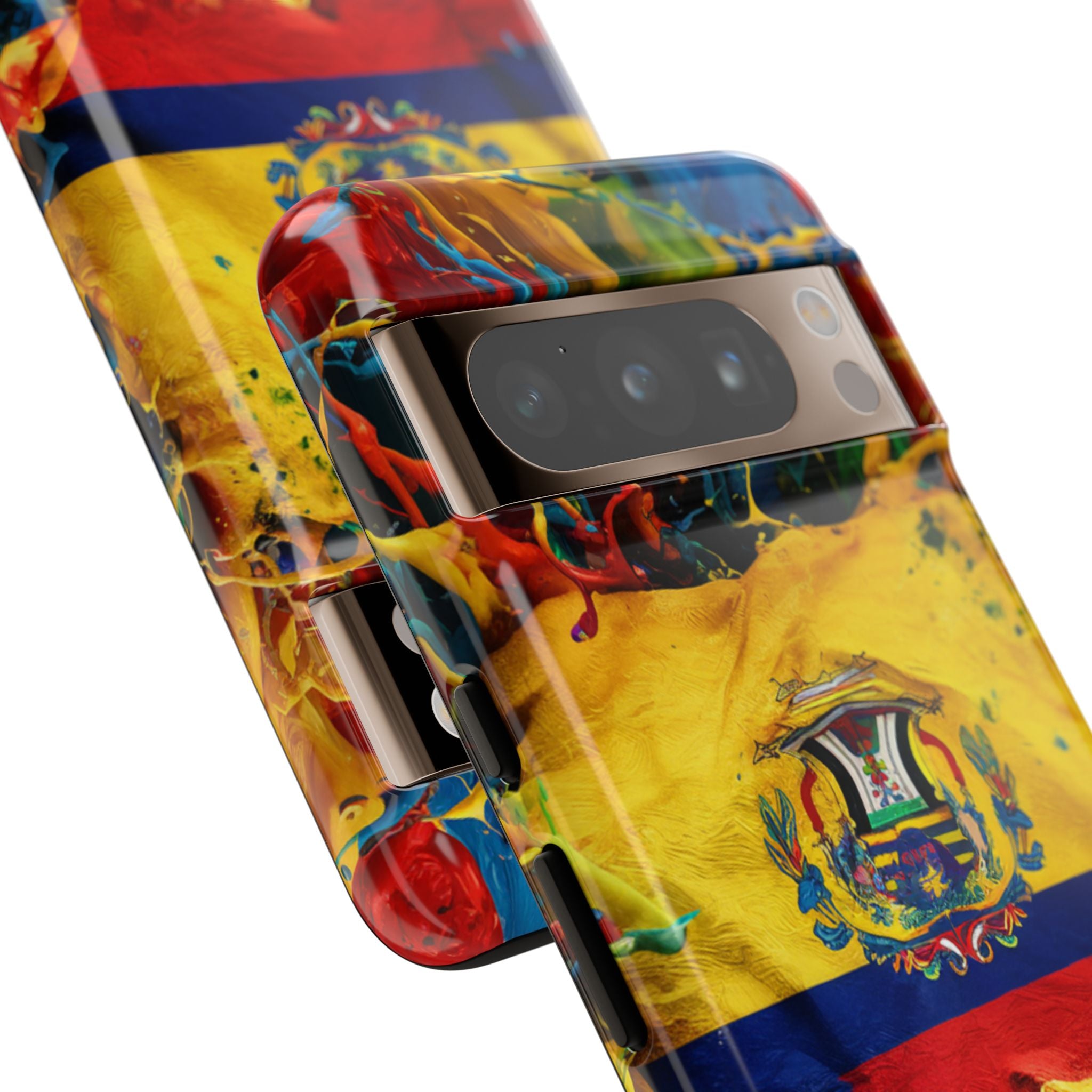 Phone Case, Ecuadorian Flag Paint Splash Design For Samsung And Google Pixel