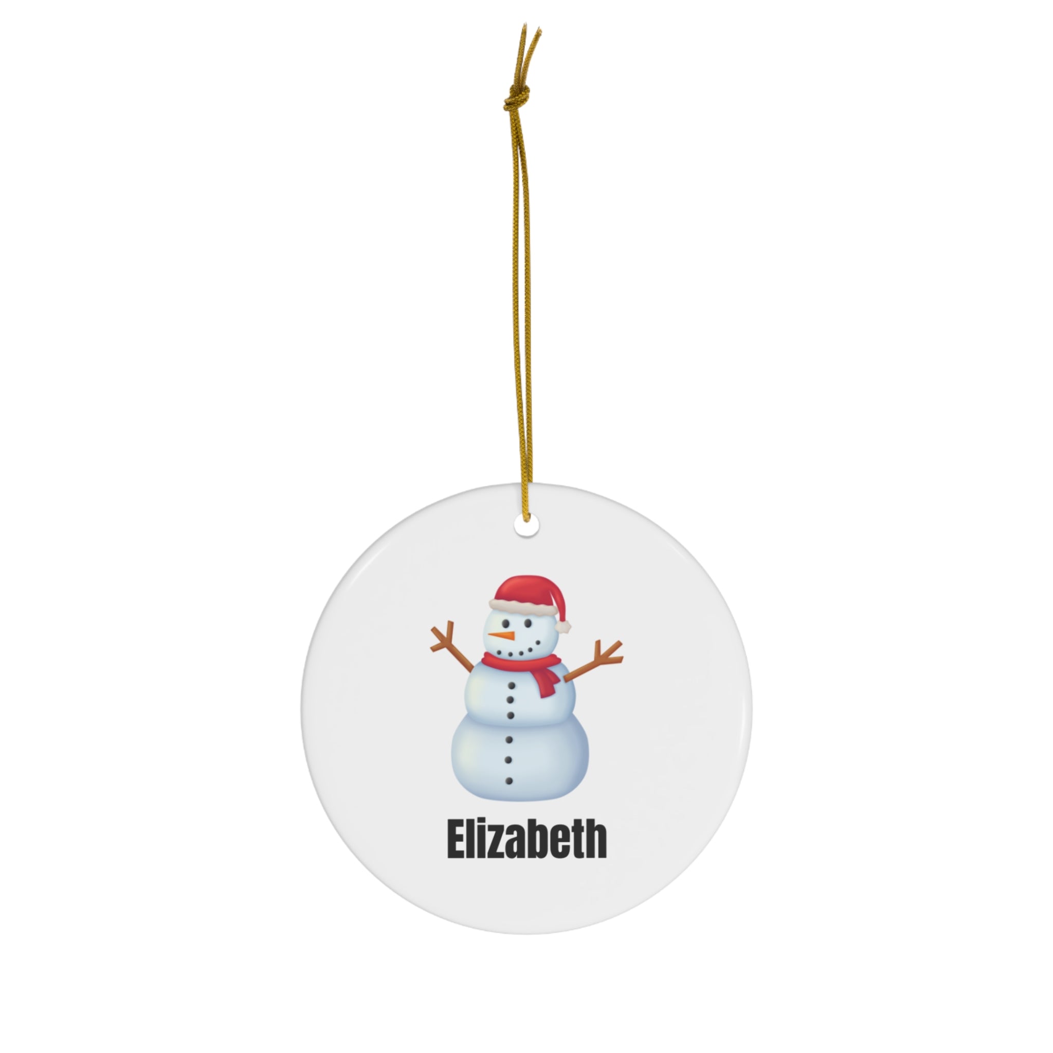 Personalized Snowman Holiday Ceramic Ornament