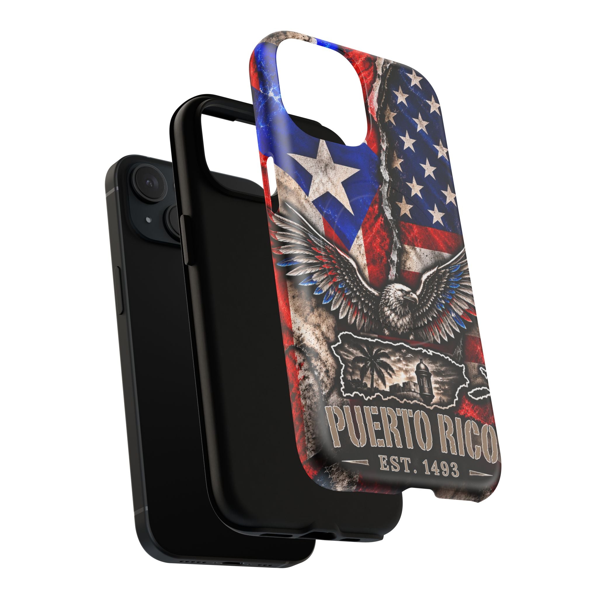 Puerto Rico Eagle Tough Magnetic Phone Case — Patriotic USA & PR Flag Design