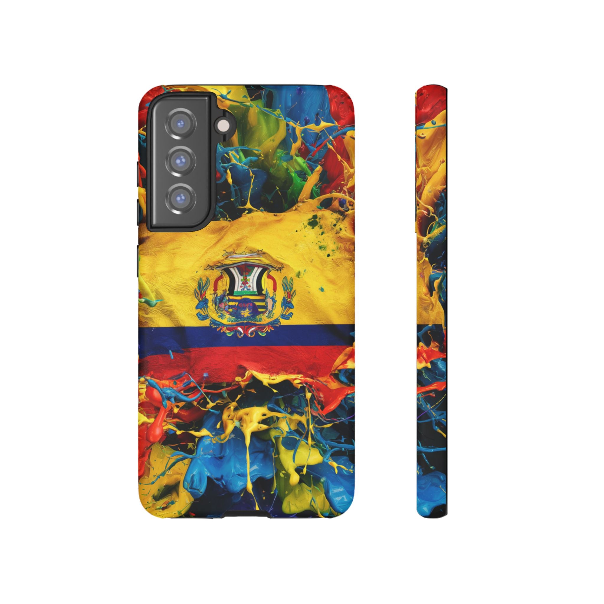 Phone Case, Ecuadorian Flag Paint Splash Design For Samsung And Google Pixel