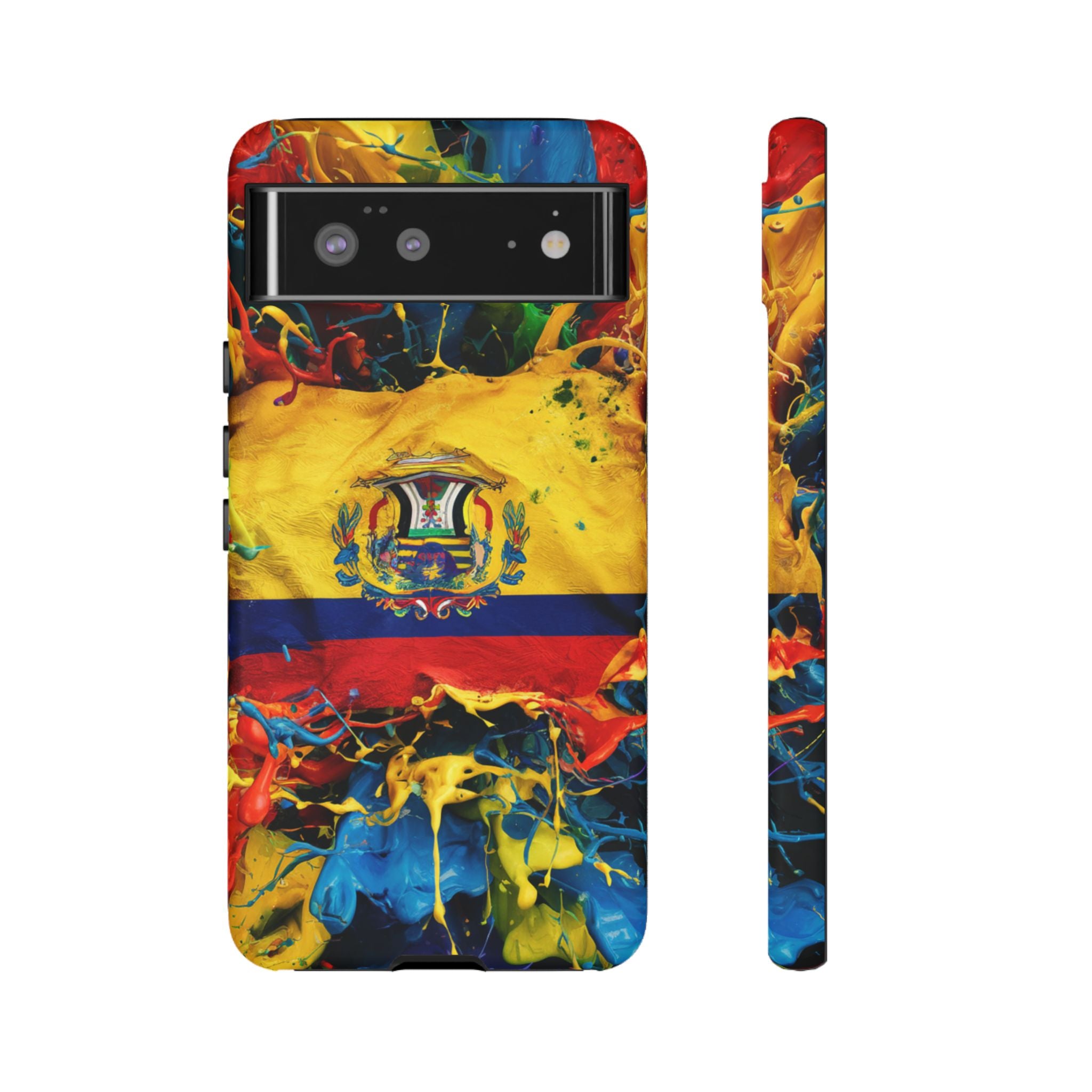 Phone Case, Ecuadorian Flag Paint Splash Design For Samsung And Google Pixel