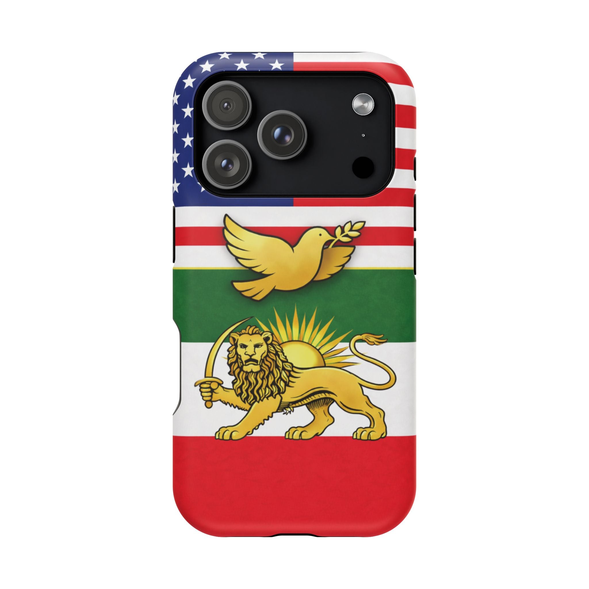 Persian Lion & Dove Magnetic Phone Case — Impact-Resistant iPhone Cover