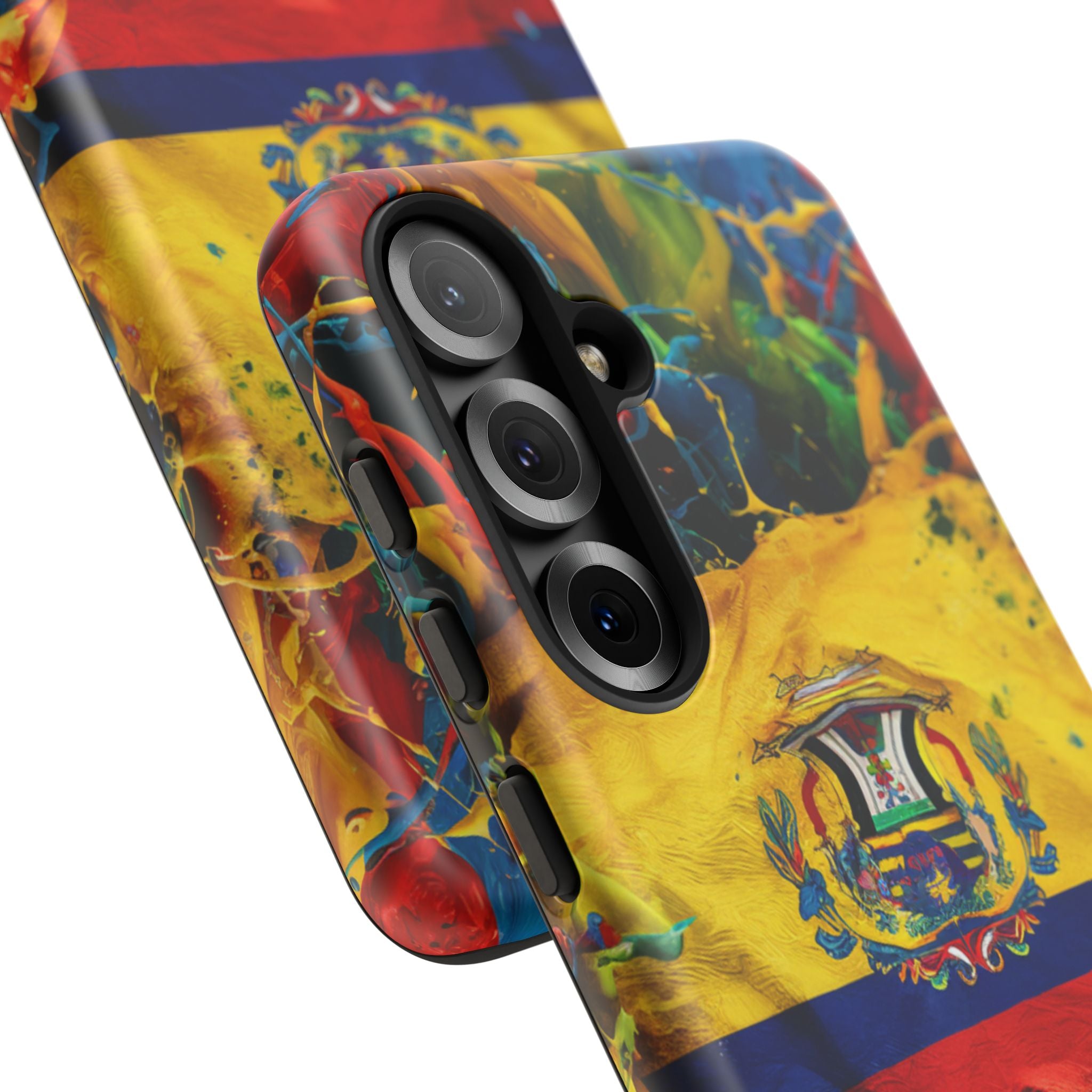 Phone Case, Ecuadorian Flag Paint Splash Design For Samsung And Google Pixel