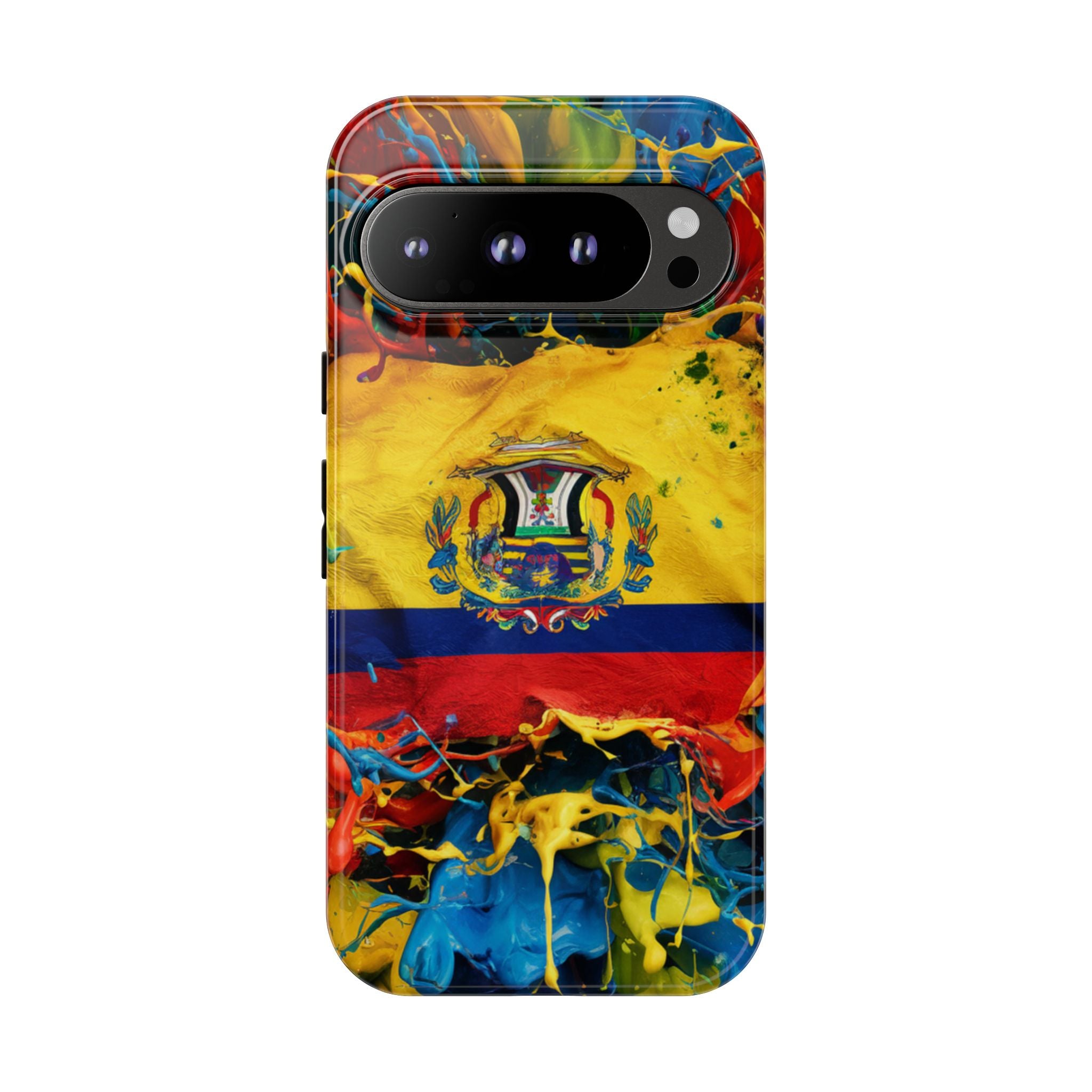 Phone Case, Ecuadorian Flag Paint Splash Design For Samsung And Google Pixel