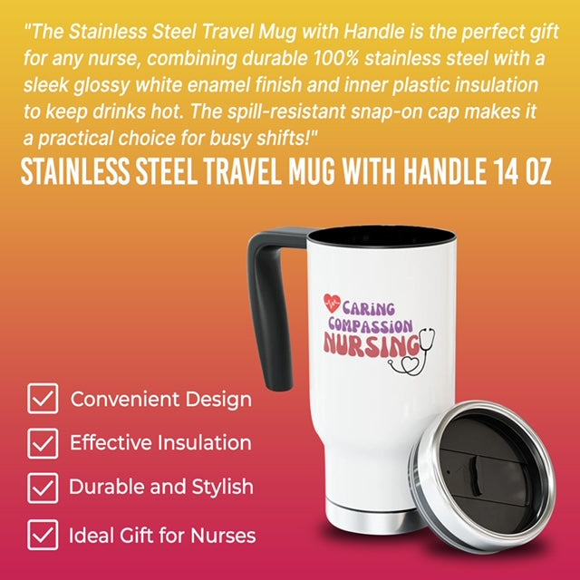 Stainless Steel Travel Mug with Handle, 14oz