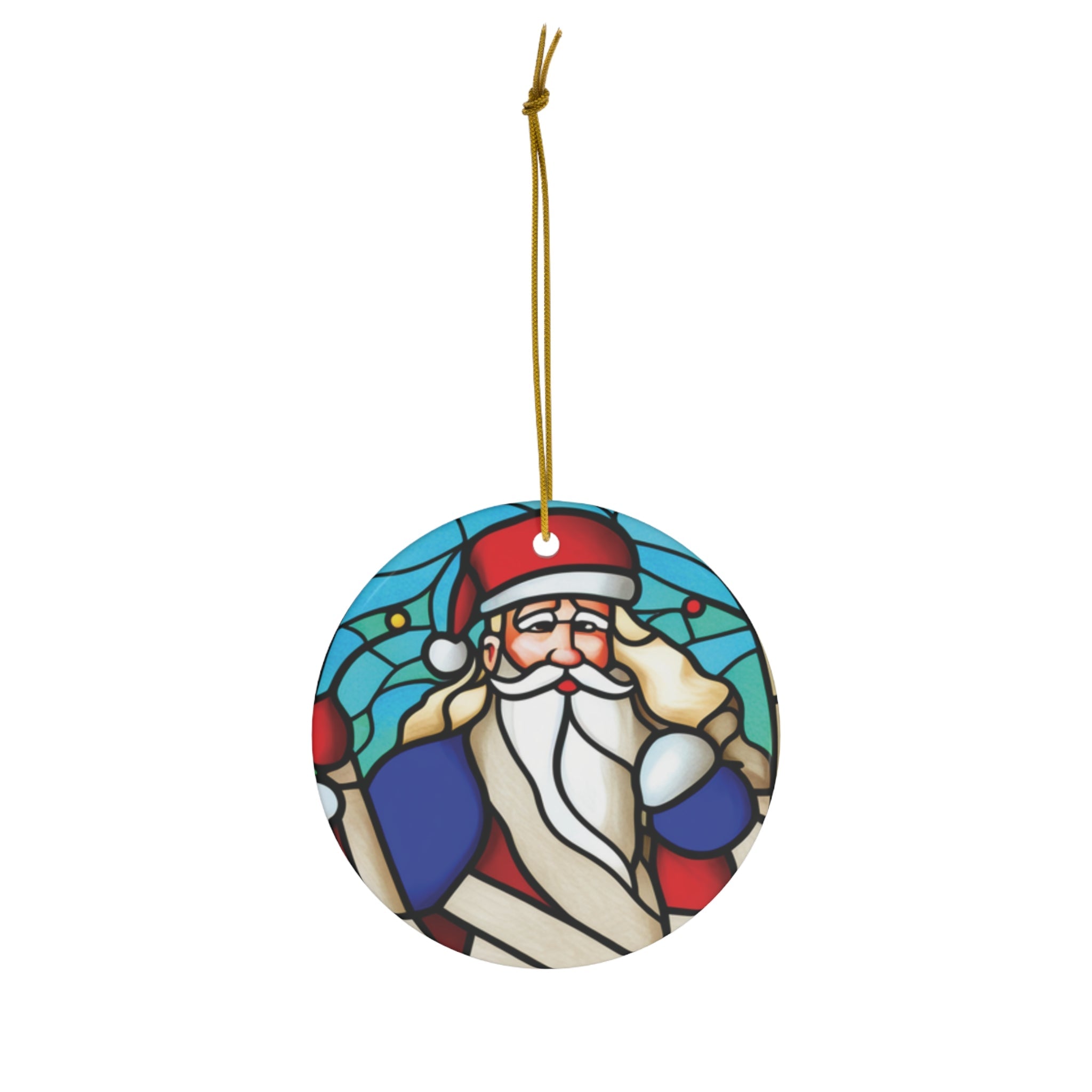 Retro Santa Christmas Ornament Stained Glass Look - CreativeDesigns2828