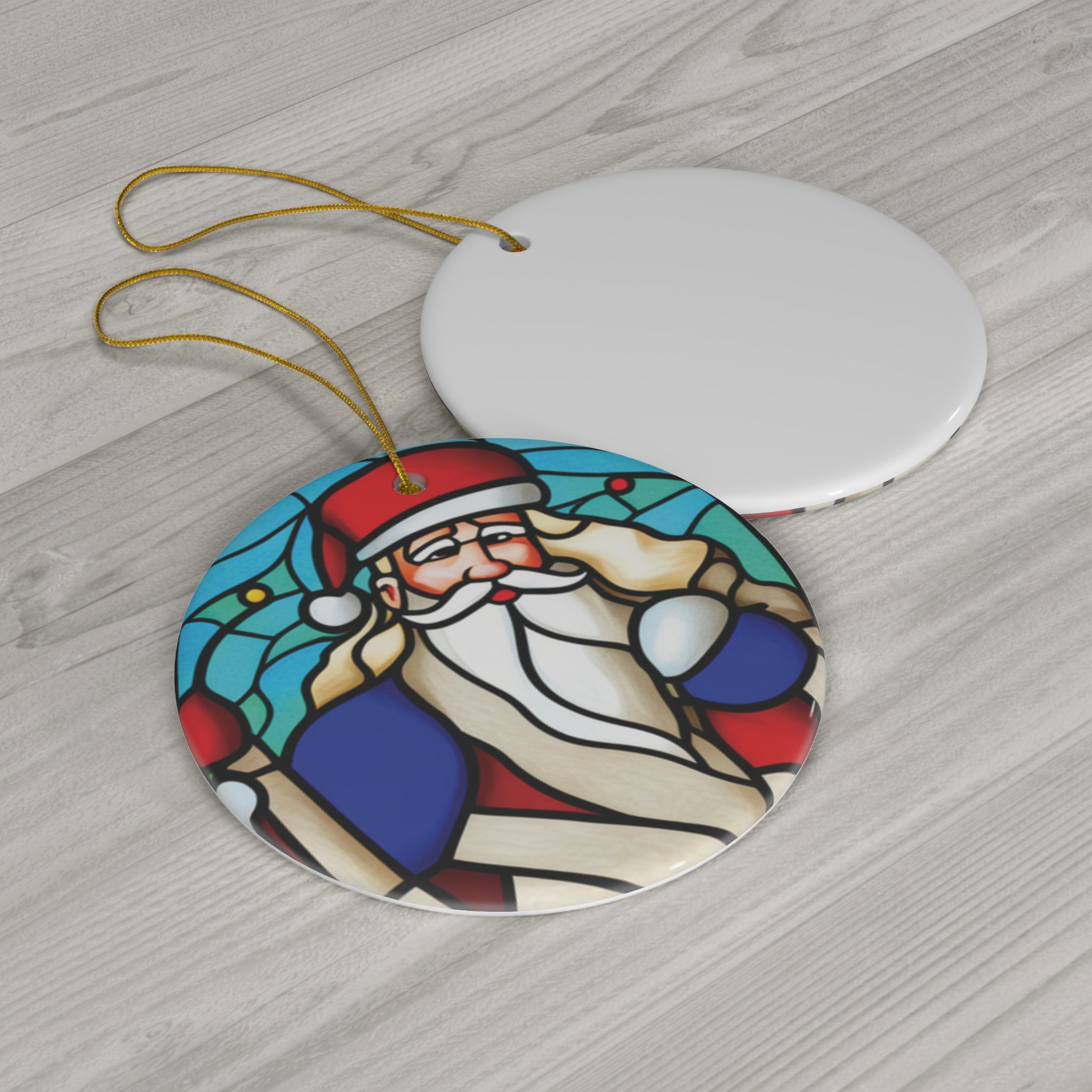 Retro Santa Christmas Ornament Stained Glass Look - CreativeDesigns2828